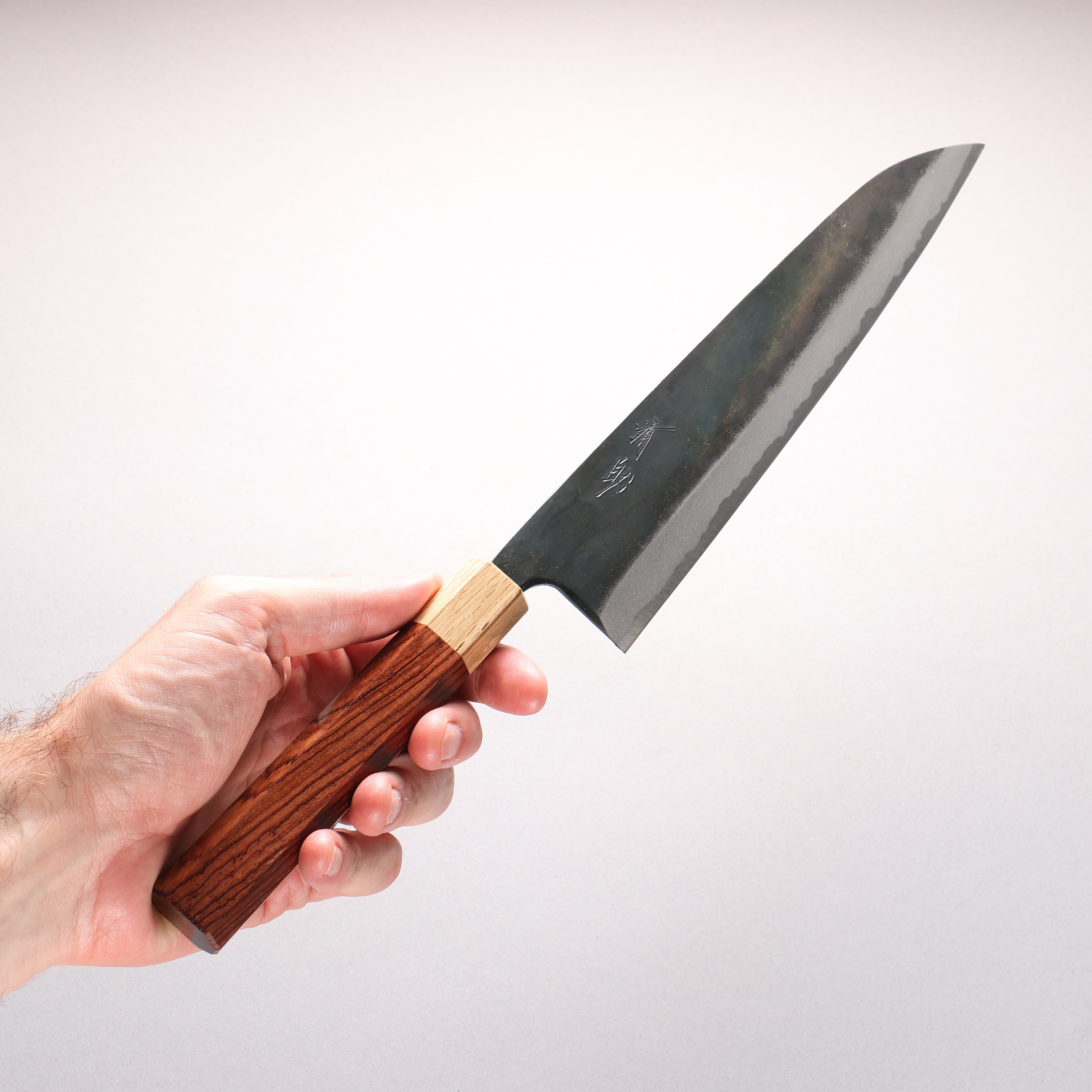 Seisuke Blue Steel No.1 Black Finished Kiritsuke Gyuto 240mm Rosewood (ferrule: Oak) Handle - Japanny - Best Japanese Knife