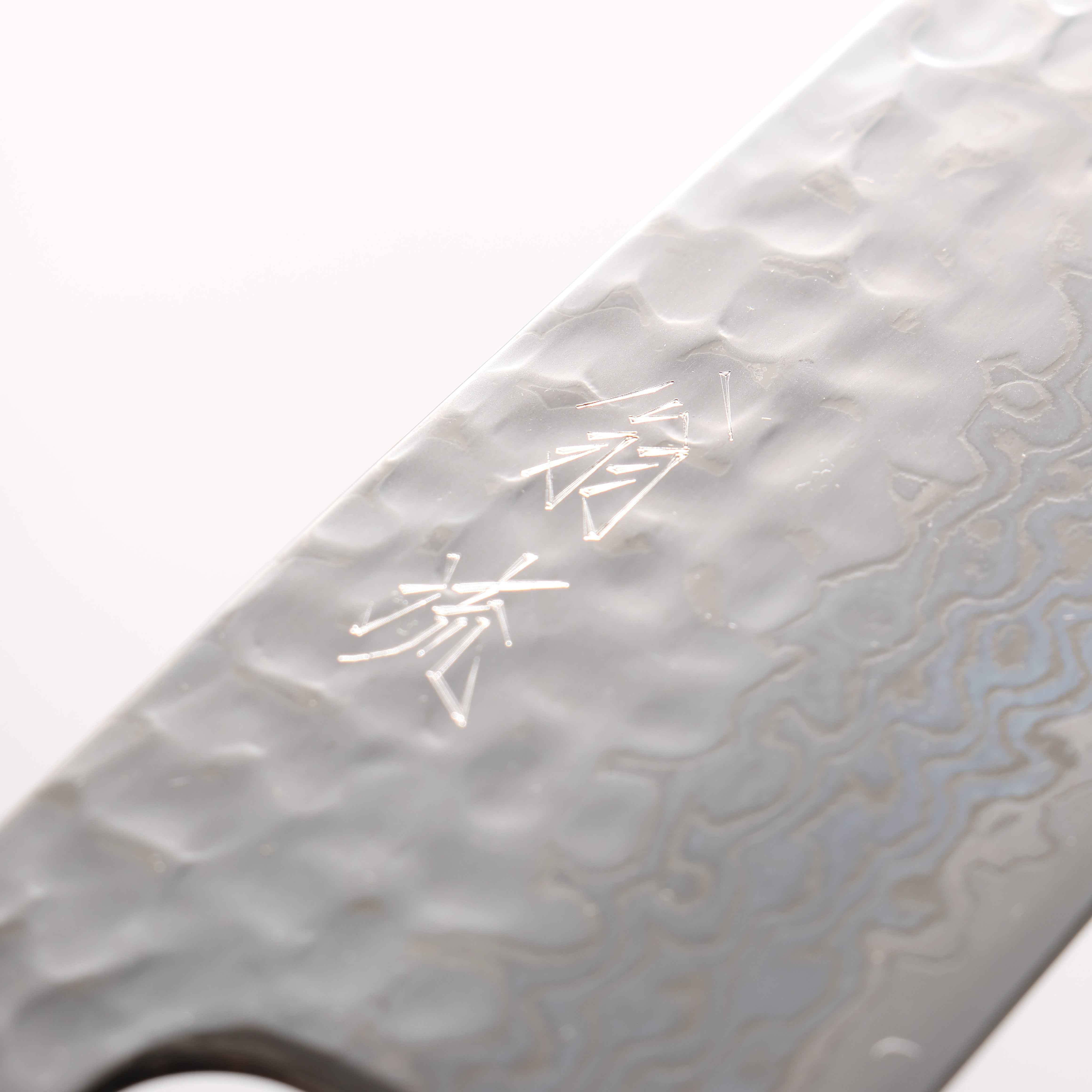 Oul Silver Steel No.3 Hammered Damascus Moon White Santoku 165mm Charcoal Gray Pakka wood Handle - Japanny - Best Japanese Knife
