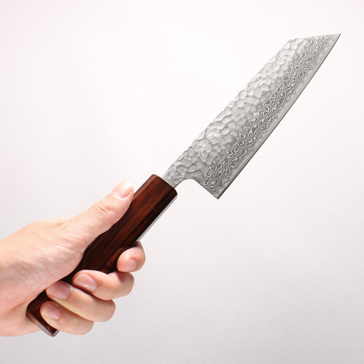 Oul Silver Steel No.3 Hammered Damascus Bunka 170mm Burnt Oak (Lacquered) Handle - Japanny - Best Japanese Knife