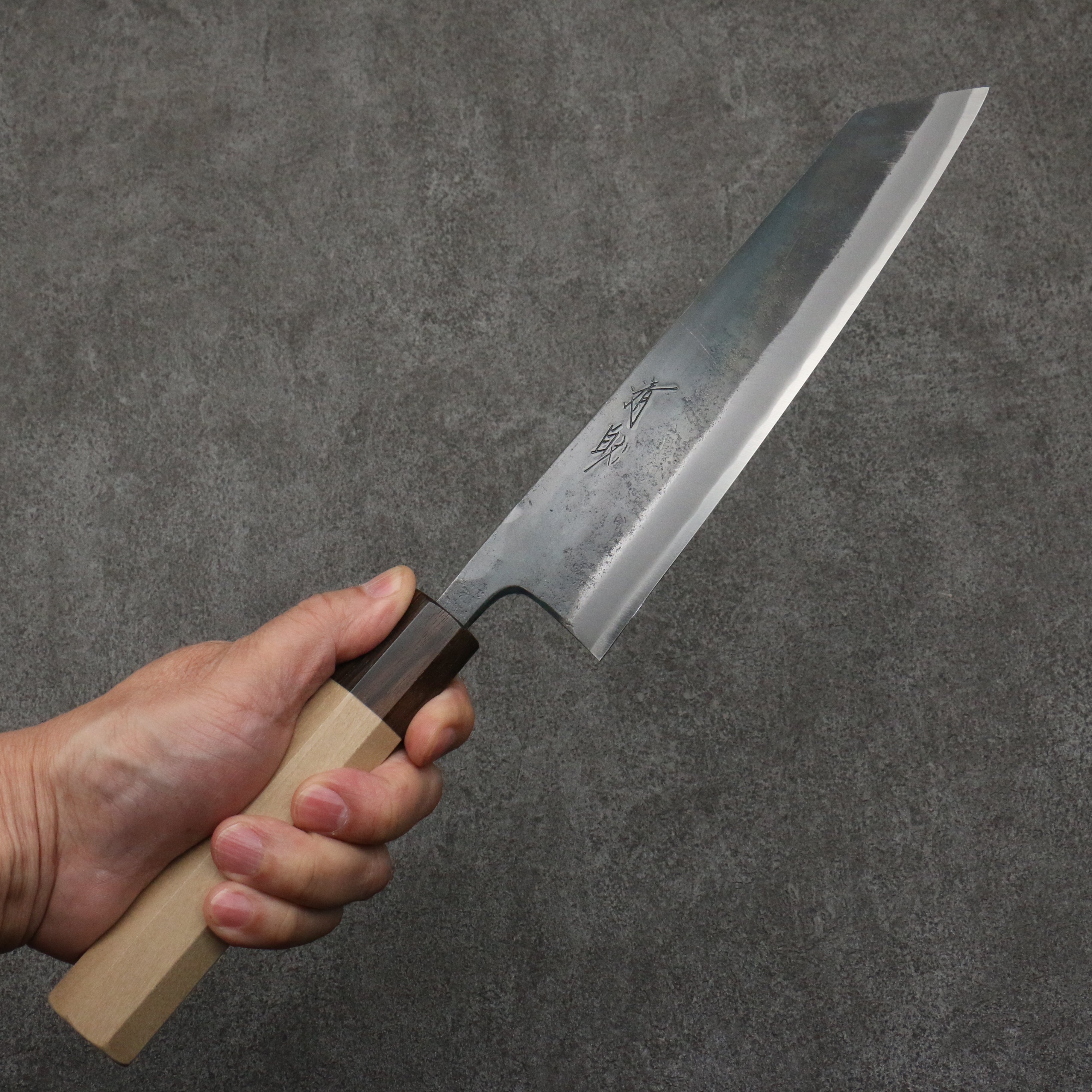 Seisuke Blue Super Black Finished Kiritsuke Gyuto  210mm Magnolia (Ferrule: Ebony) Handle - Japanny - Best Japanese Knife