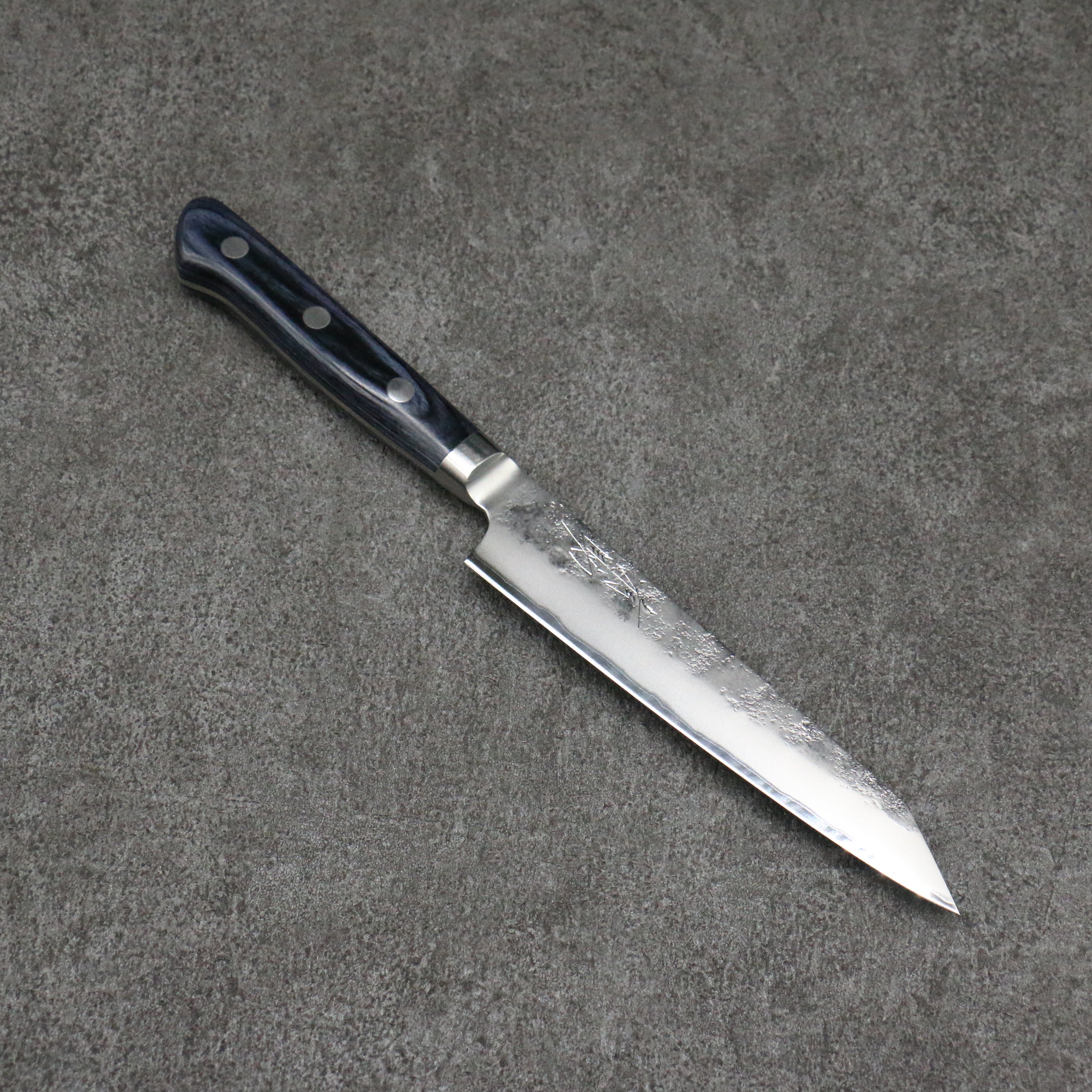 Seisuke Blue Steel No.2 Nashiji Kiritsuke Petty-Utility 145mm Navy blue Pakka wood Handle - Japanny - Best Japanese Knife