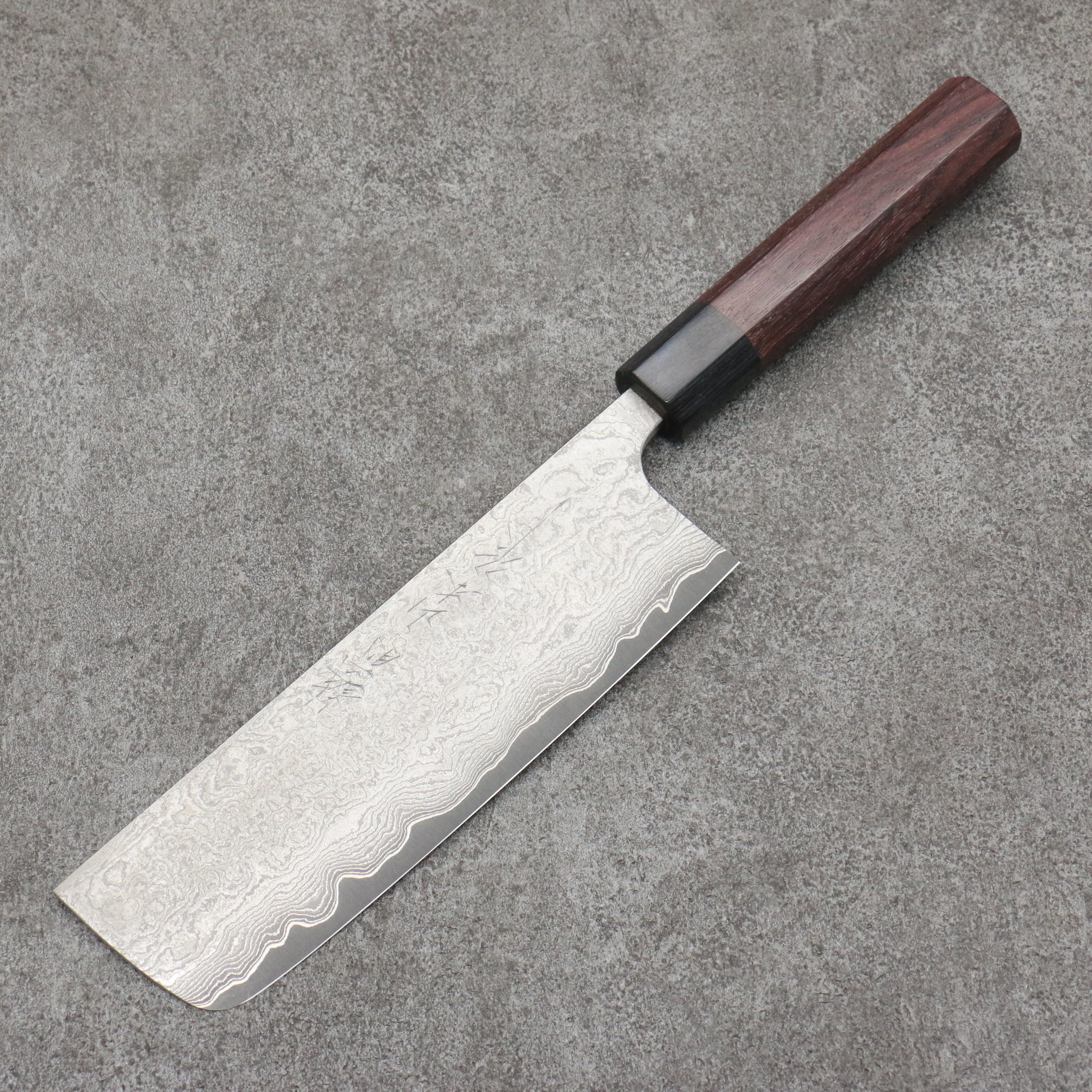 Nao Yamamoto VG10 Black Damascus Nakiri 165mm Shitan Handle - Japanny - Best Japanese Knife
