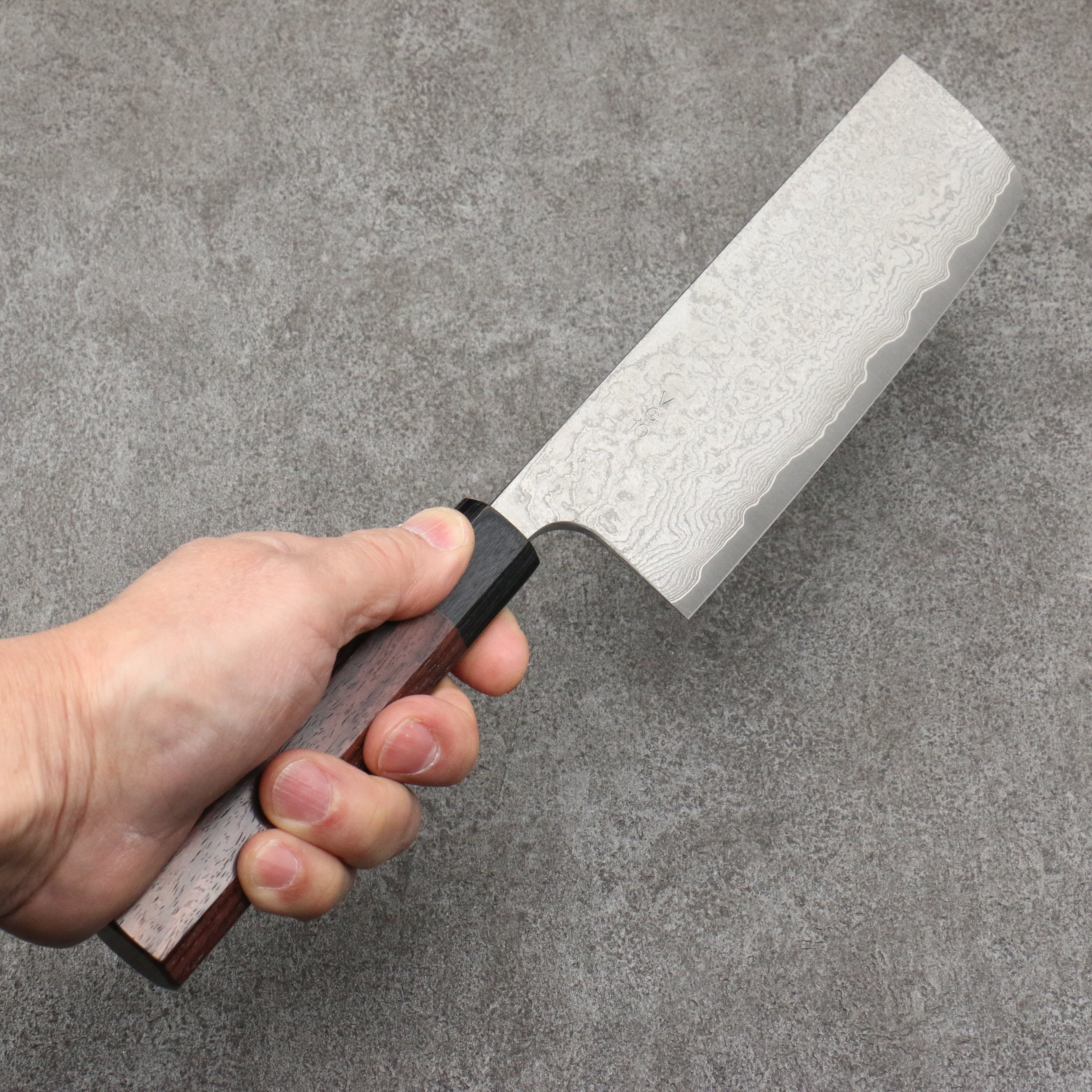 Nao Yamamoto VG10 Black Damascus Nakiri 165mm Shitan Handle - Japanny - Best Japanese Knife