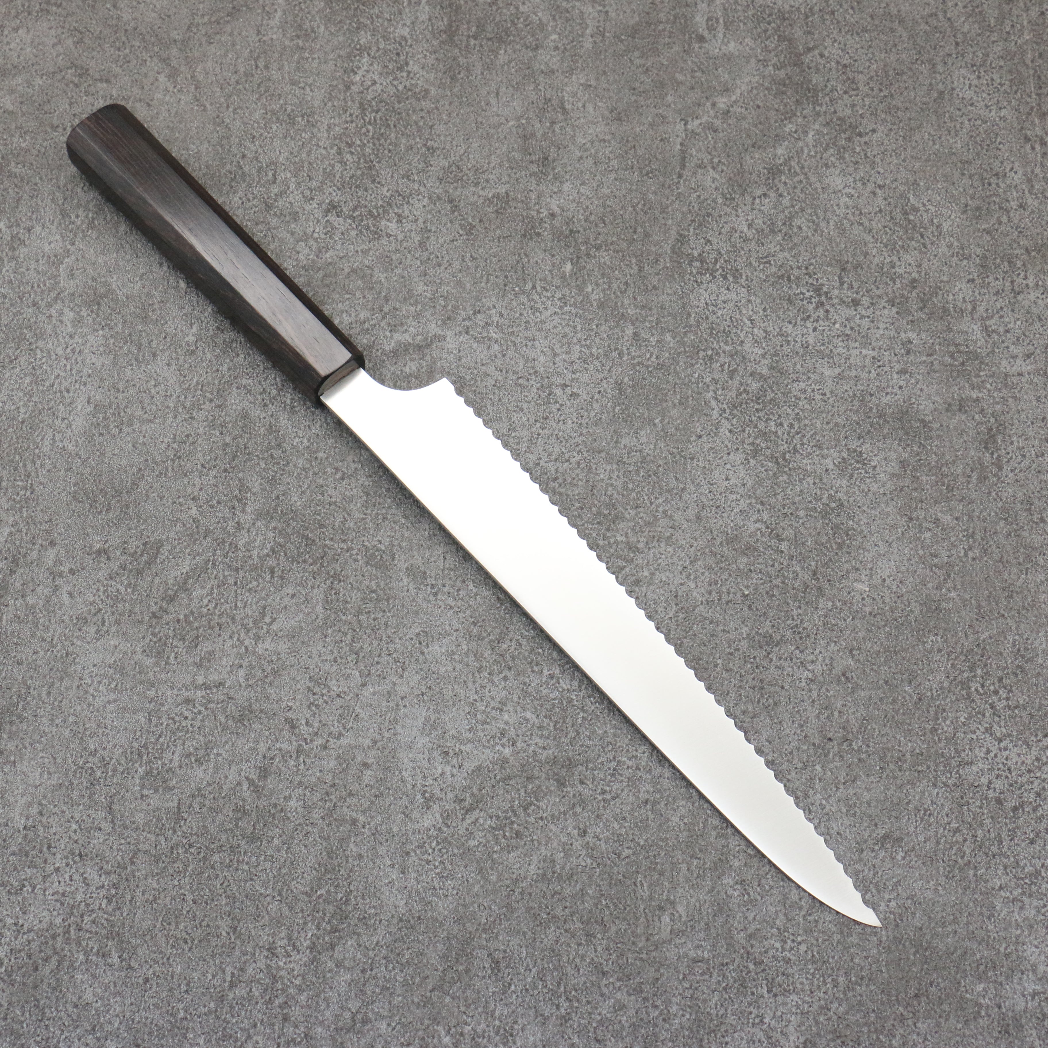 Seisuke Stainless Steel Bread Slicer  240mm Ebony Wood Handle - Japanny - Best Japanese Knife