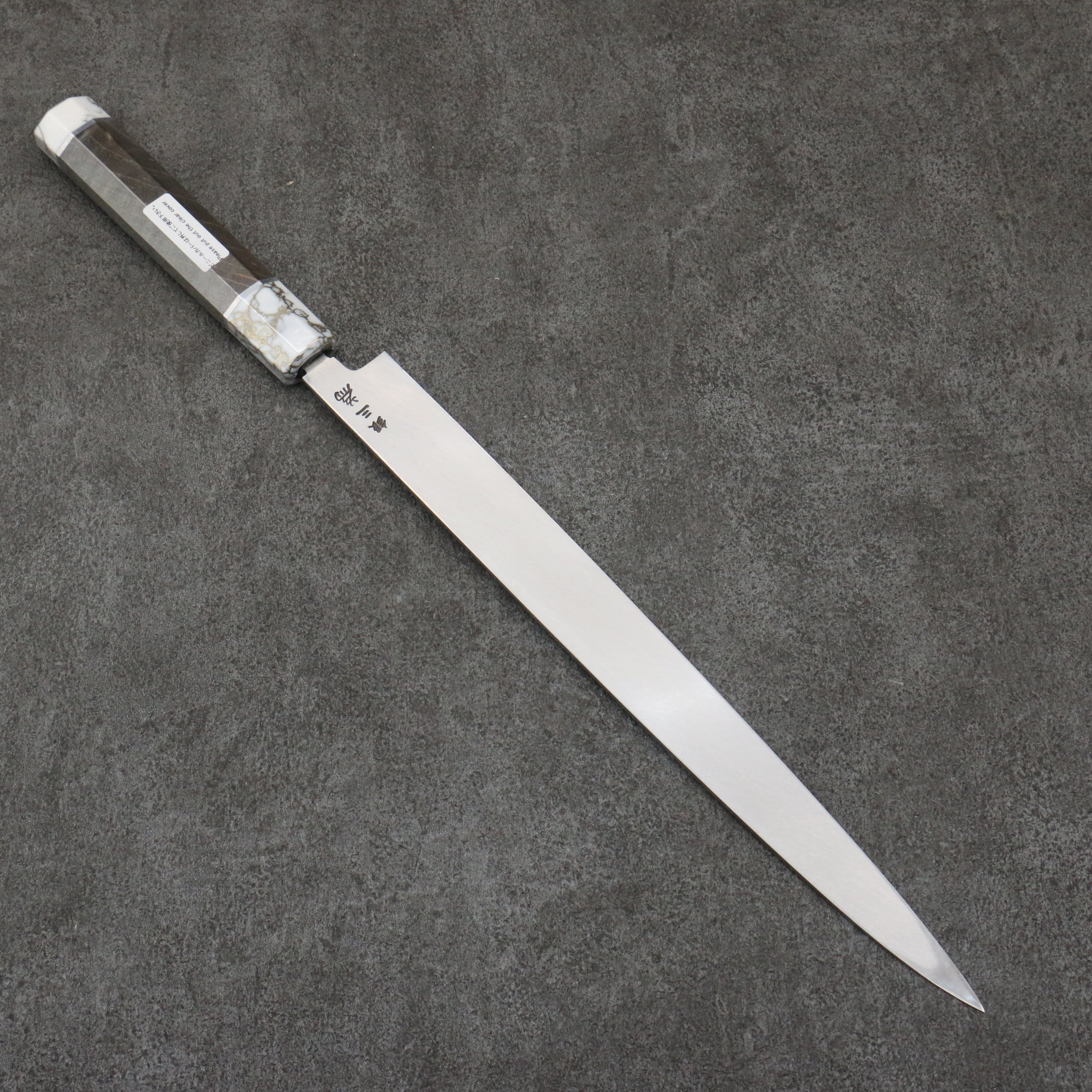 Sakai Takayuki Chef Series Silver Steel No.3 Fuguhiki  300mm Stabilized wood (White Ferrule and End Cap) Handle with Sheath - Japanny - Best Japanese Knife