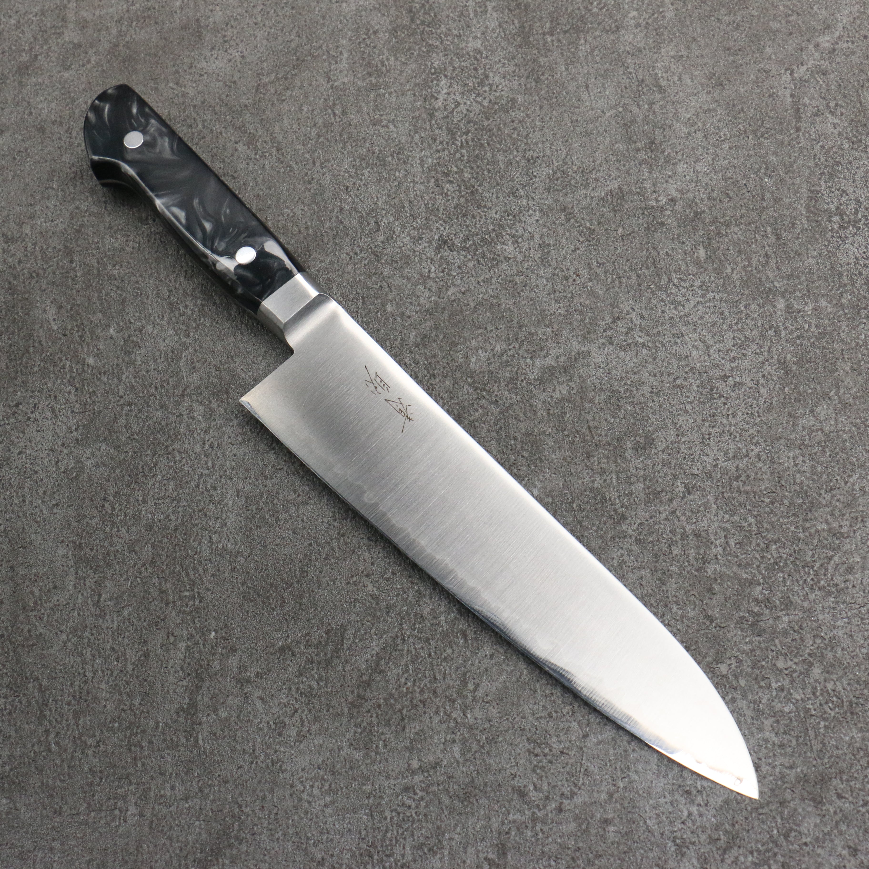Seisuke VG5 Migaki Finished Gyuto  210mm Black Marbled Resin Handle - Japanny - Best Japanese Knife