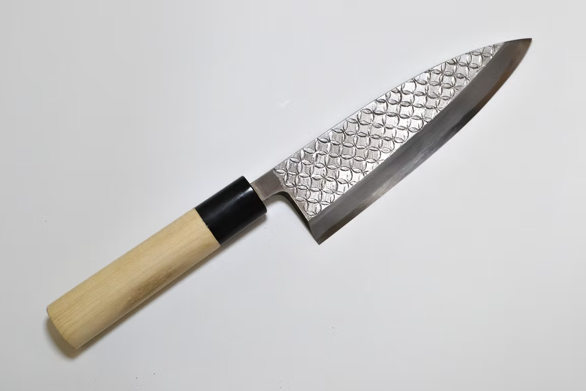 Sakai Takayuki Engraving by Kubota Shippou White Steel Kasumitogi Deba 165mm Magnolia (Ferrule: Water Buffalo Horn) Handle - Japanny - Best Japanese Knife