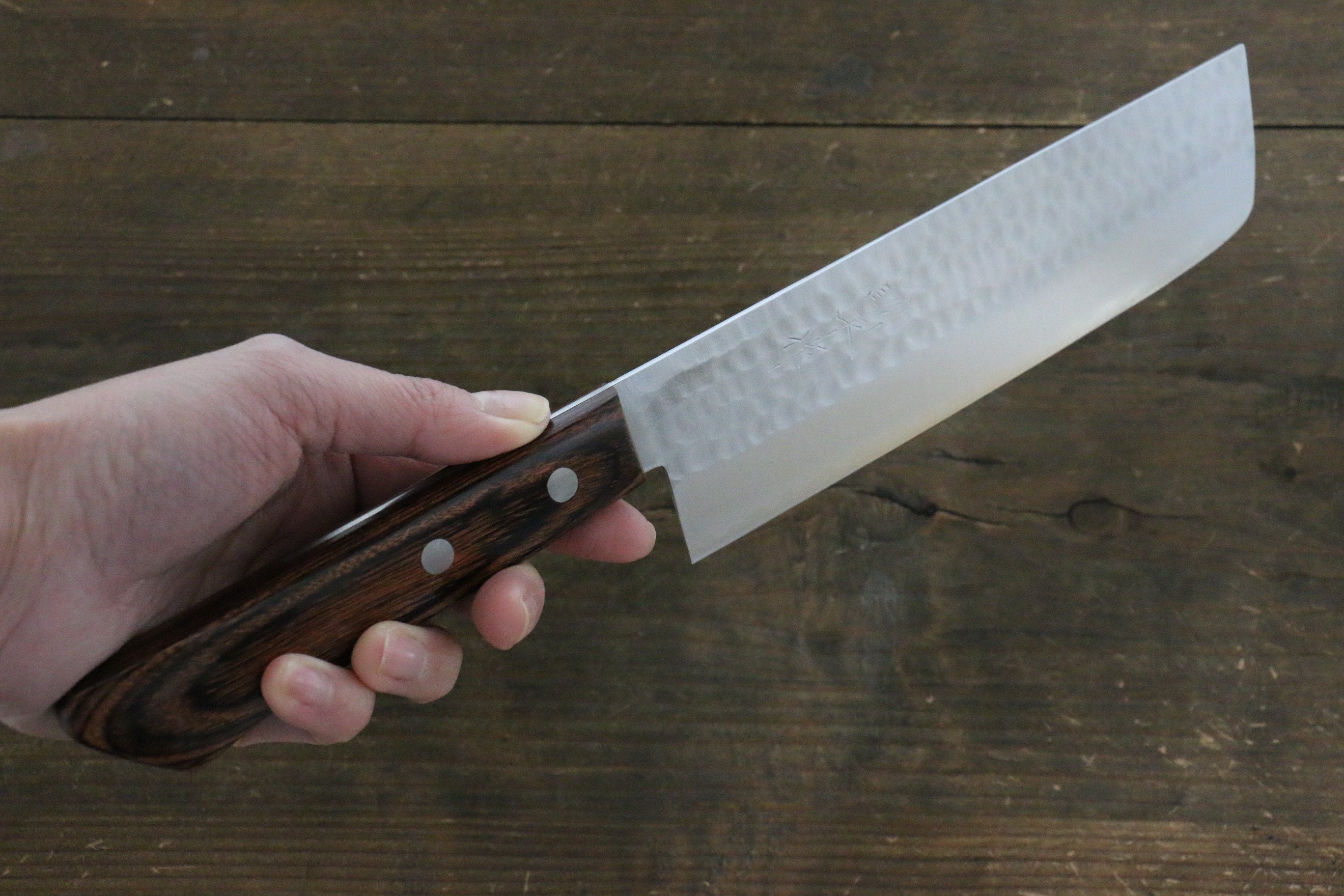 Kunihira VG1 Hammered Usuba 165mm Mahogany Handle (Super Deal) - Japanny - Best Japanese Knife