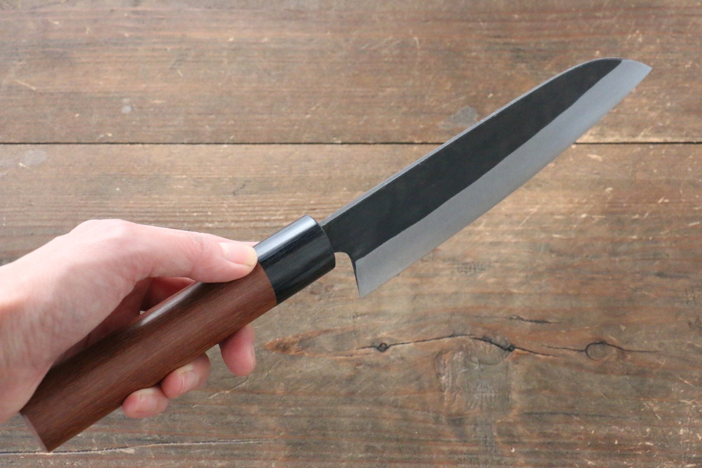 Shungo Ogata White Steel No.2 Kurouchi Damascus Santoku 165mm Jarrah Handle - Japanny - Best Japanese Knife