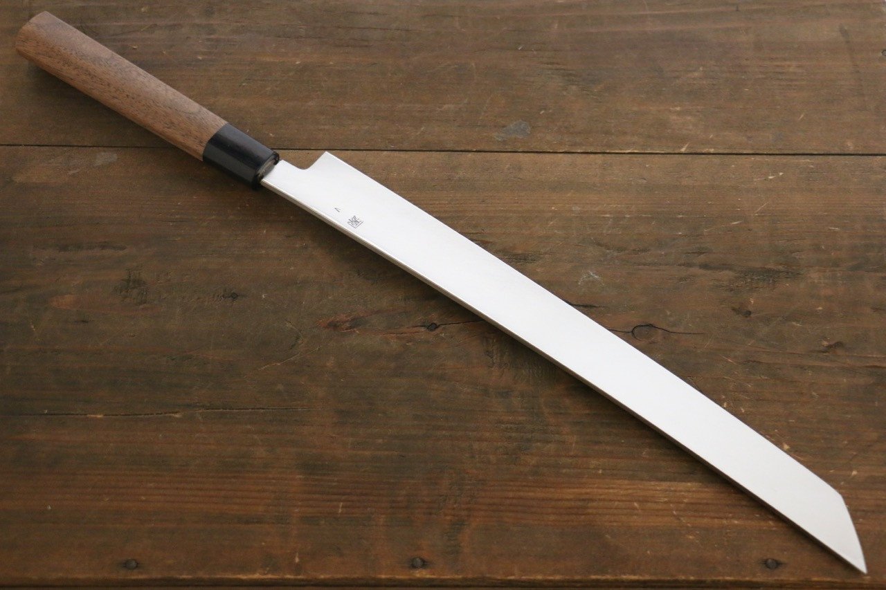Shigeki Tanaka Blue Steel No.2 Damascus Sakimaru Takohiki 330mm Walnut Handle - Japanny - Best Japanese Knife