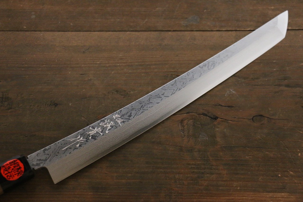 Shigeki Tanaka VG10 Damascus Sakimaru Takohiki 300mm Walnut Handle - Japanny - Best Japanese Knife