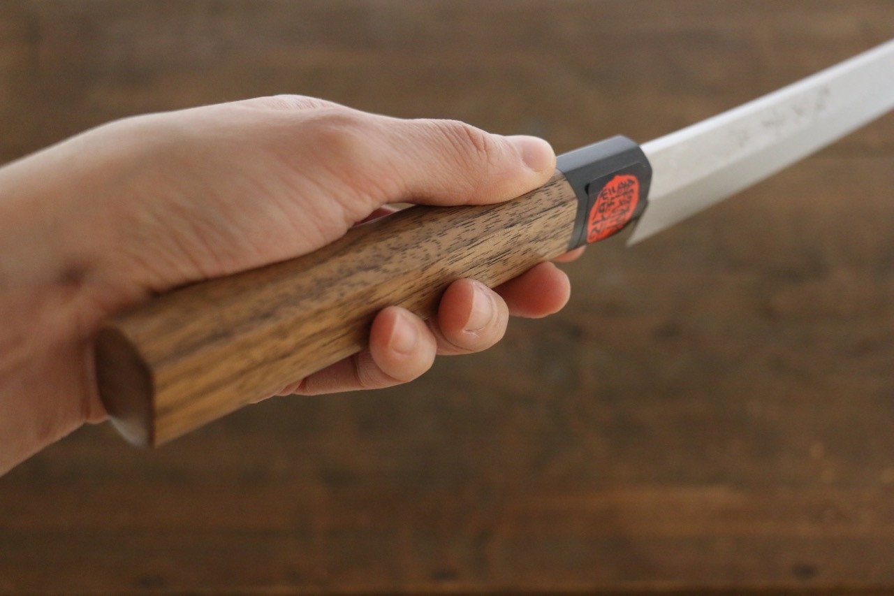 Shigeki Tanaka VG10 Damascus Sakimaru Takohiki 300mm Walnut Handle - Japanny - Best Japanese Knife