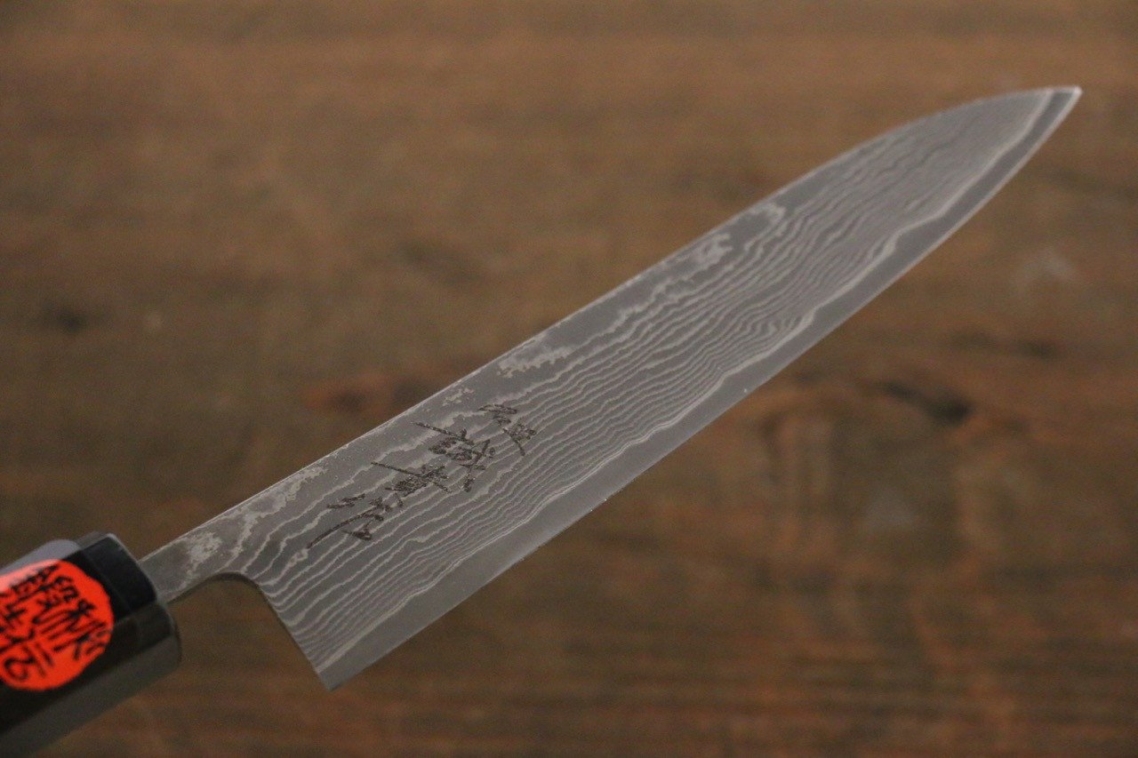 Shigeki Tanaka SG2 Damascus Petty-Utility 150mm Ebony Wood Handle - Japanny - Best Japanese Knife