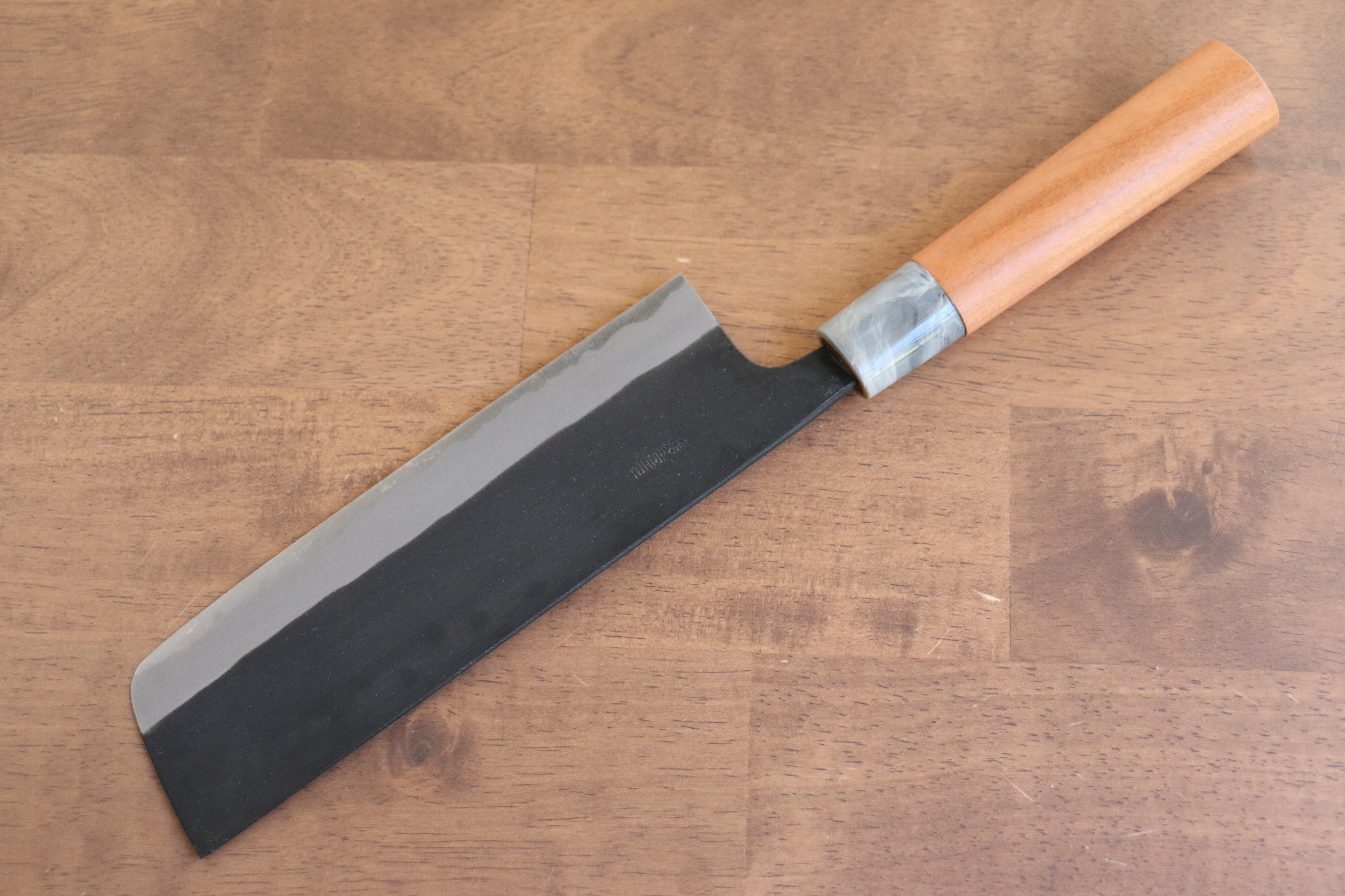 Nao Yamamoto White Steel No.2 Kurouchi Nakiri 180mm Cherry Wood Handle - Japanny - Best Japanese Knife