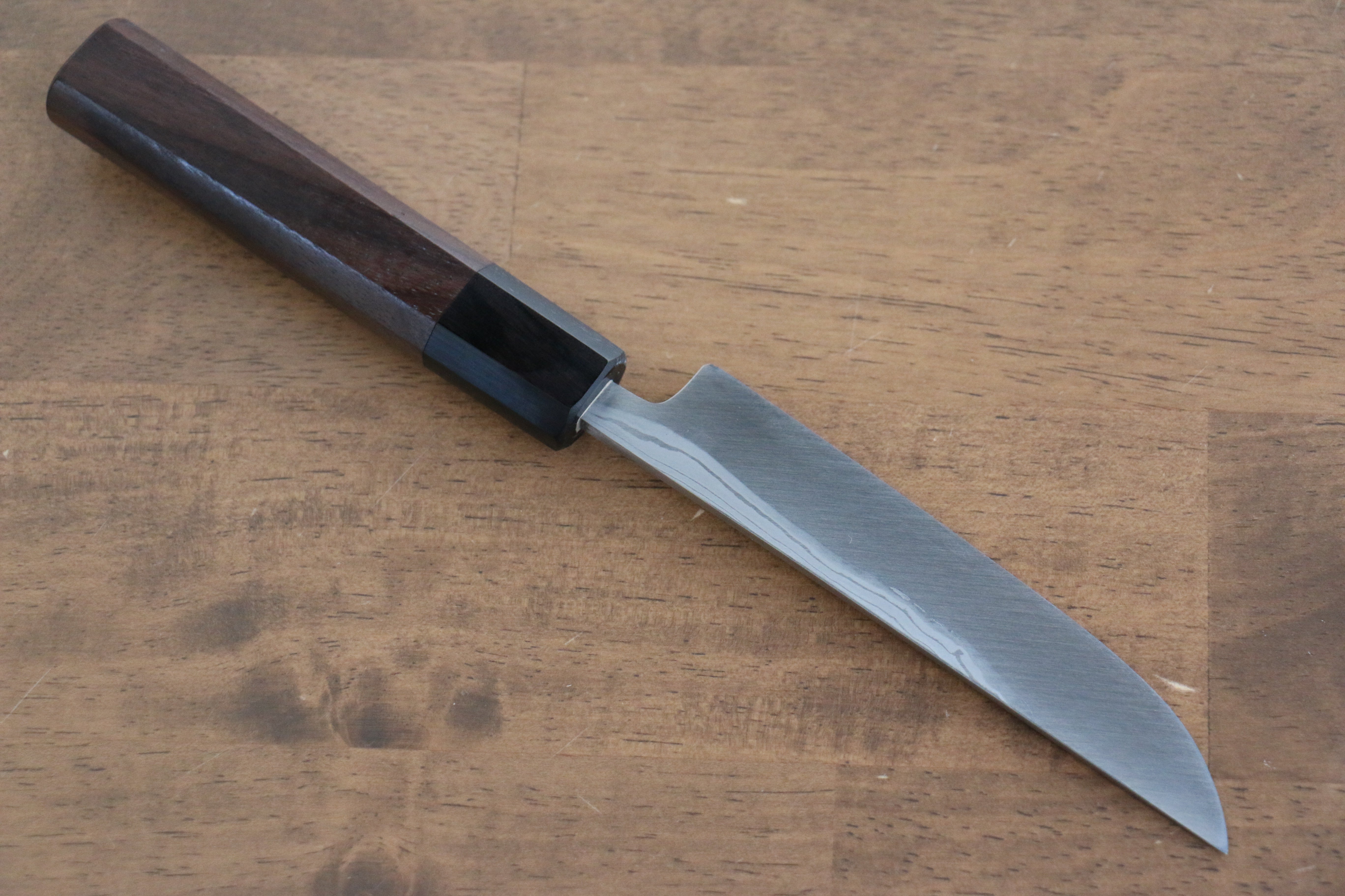 Hideo Kitaoka White Steel No.2 Damascus Matsuba 120mm Shitan Handle - Japanny - Best Japanese Knife
