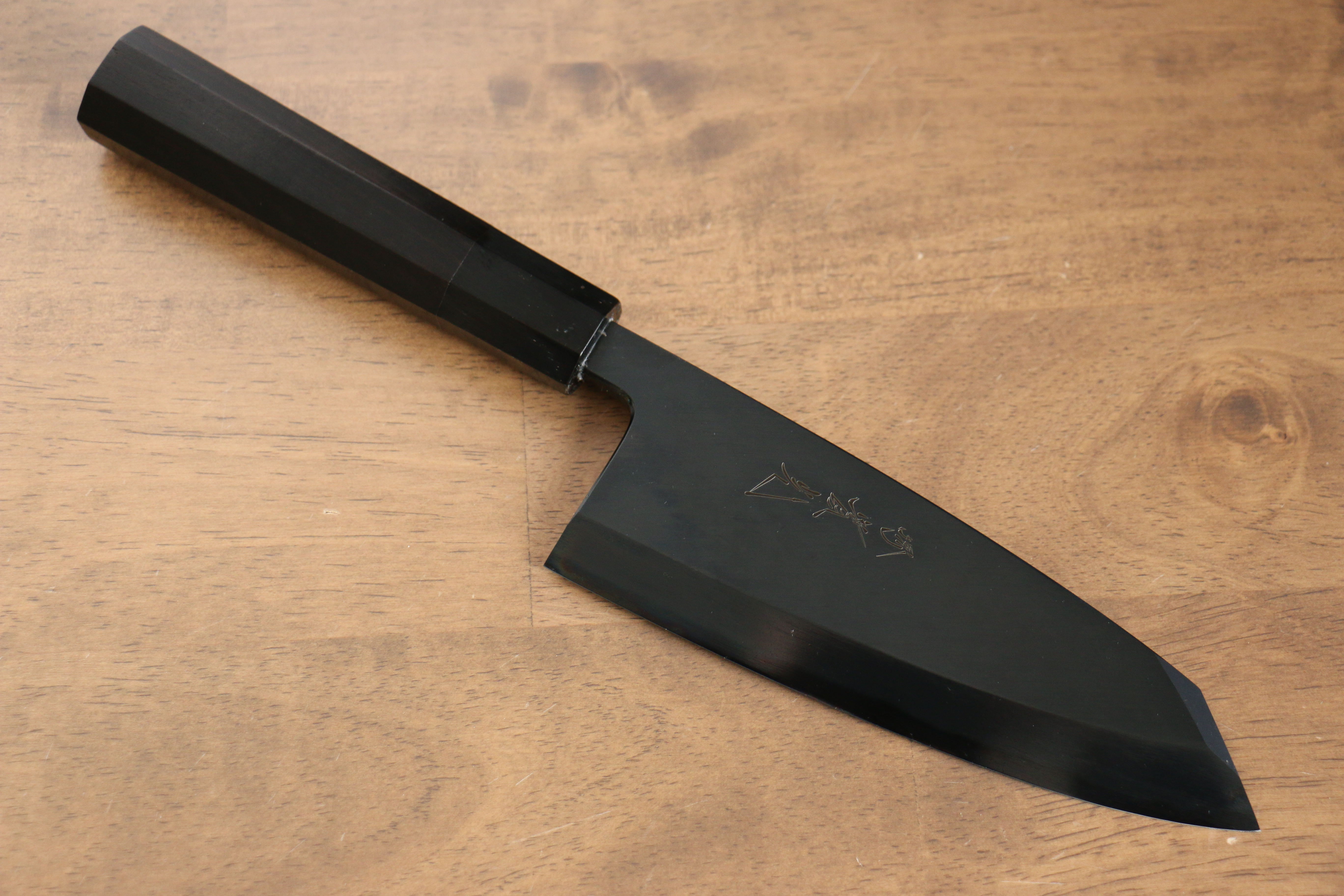 Jikko Ginza White Steel Black dyeing Kiritsuke Deba  150mm Ebony Wood Handle - Japanny - Best Japanese Knife