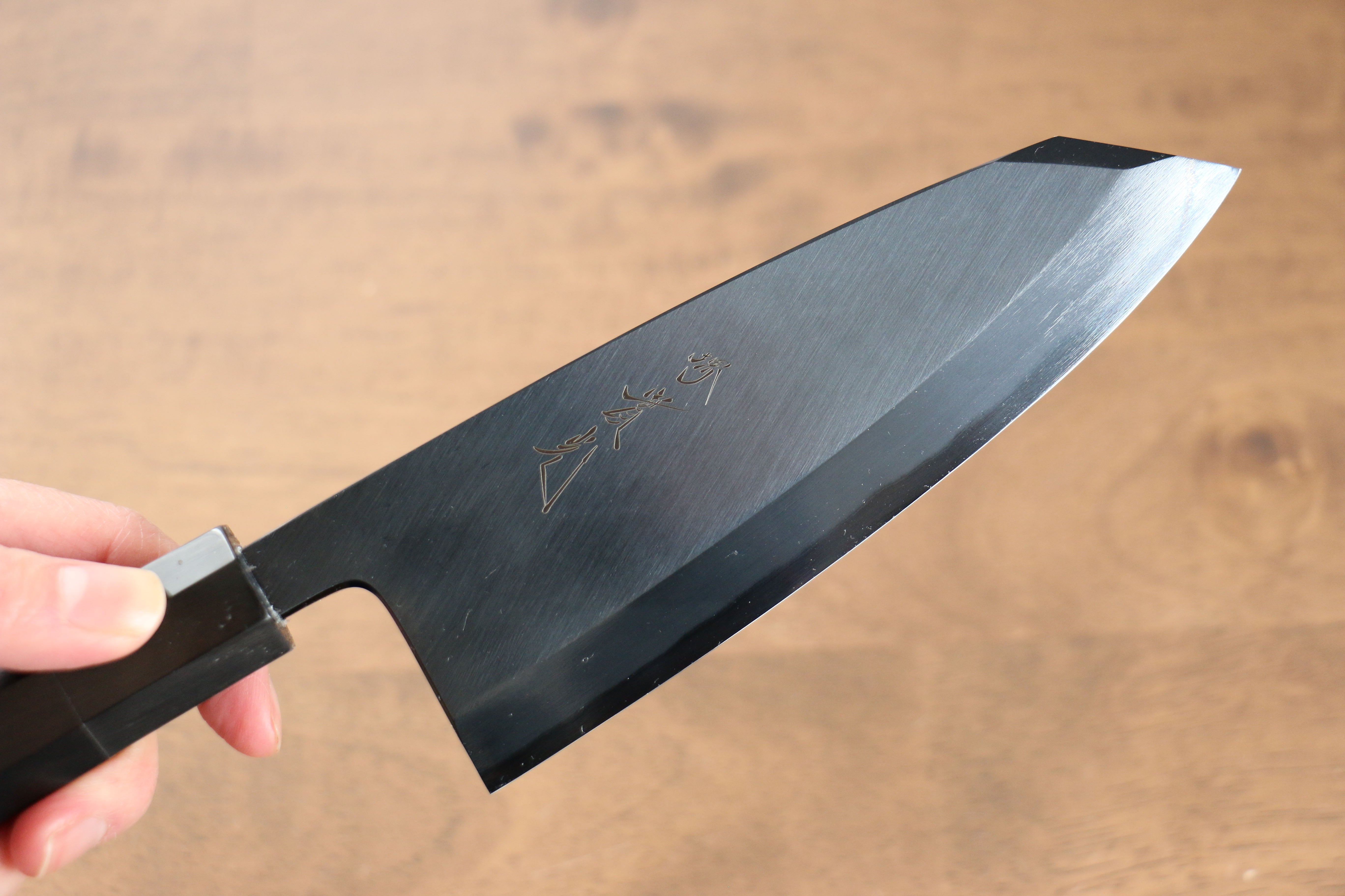 Jikko Ginza White Steel Black dyeing Kiritsuke Deba  150mm Ebony Wood Handle - Japanny - Best Japanese Knife
