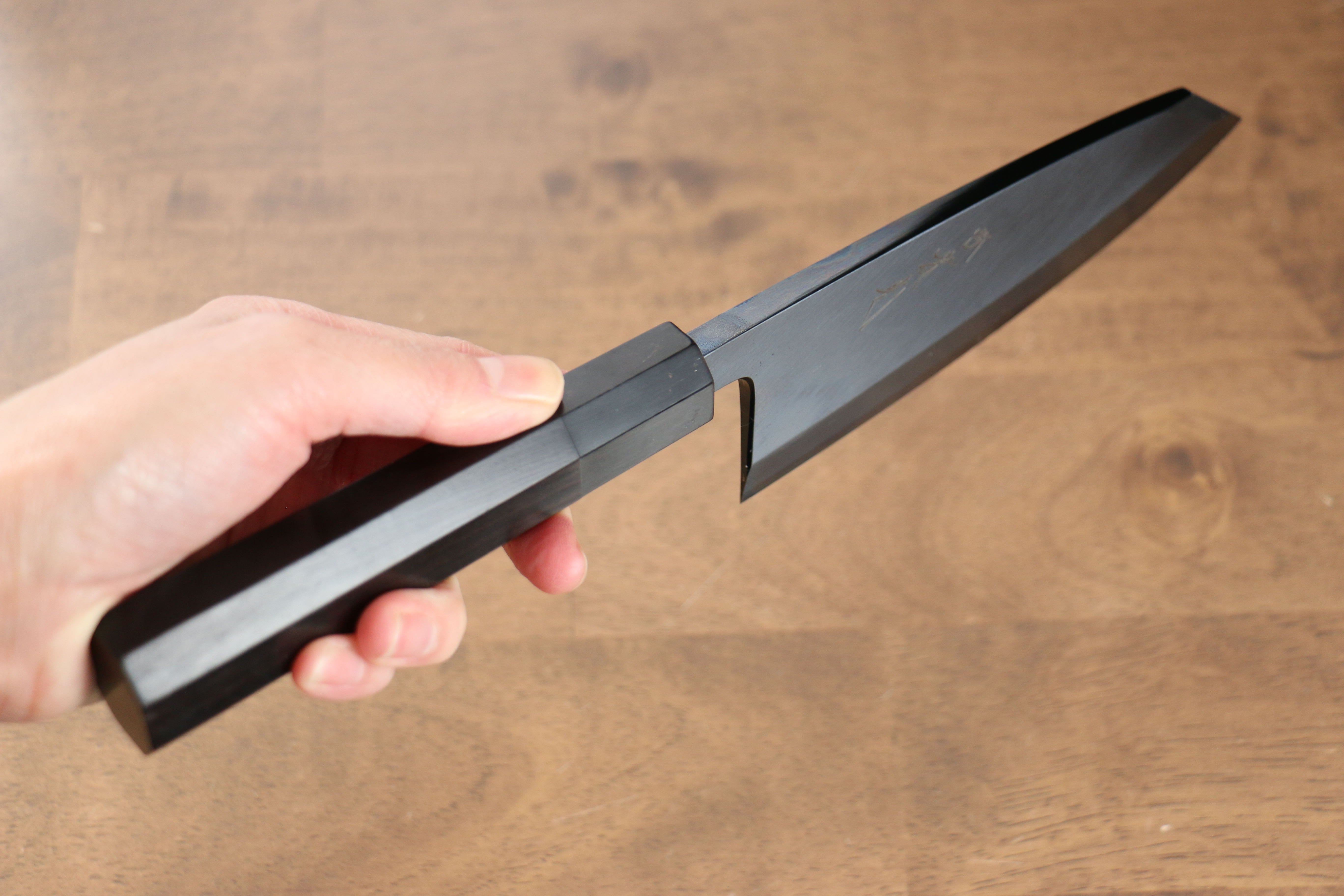 Jikko Ginza White Steel Black dyeing Kiritsuke Deba  150mm Ebony Wood Handle - Japanny - Best Japanese Knife
