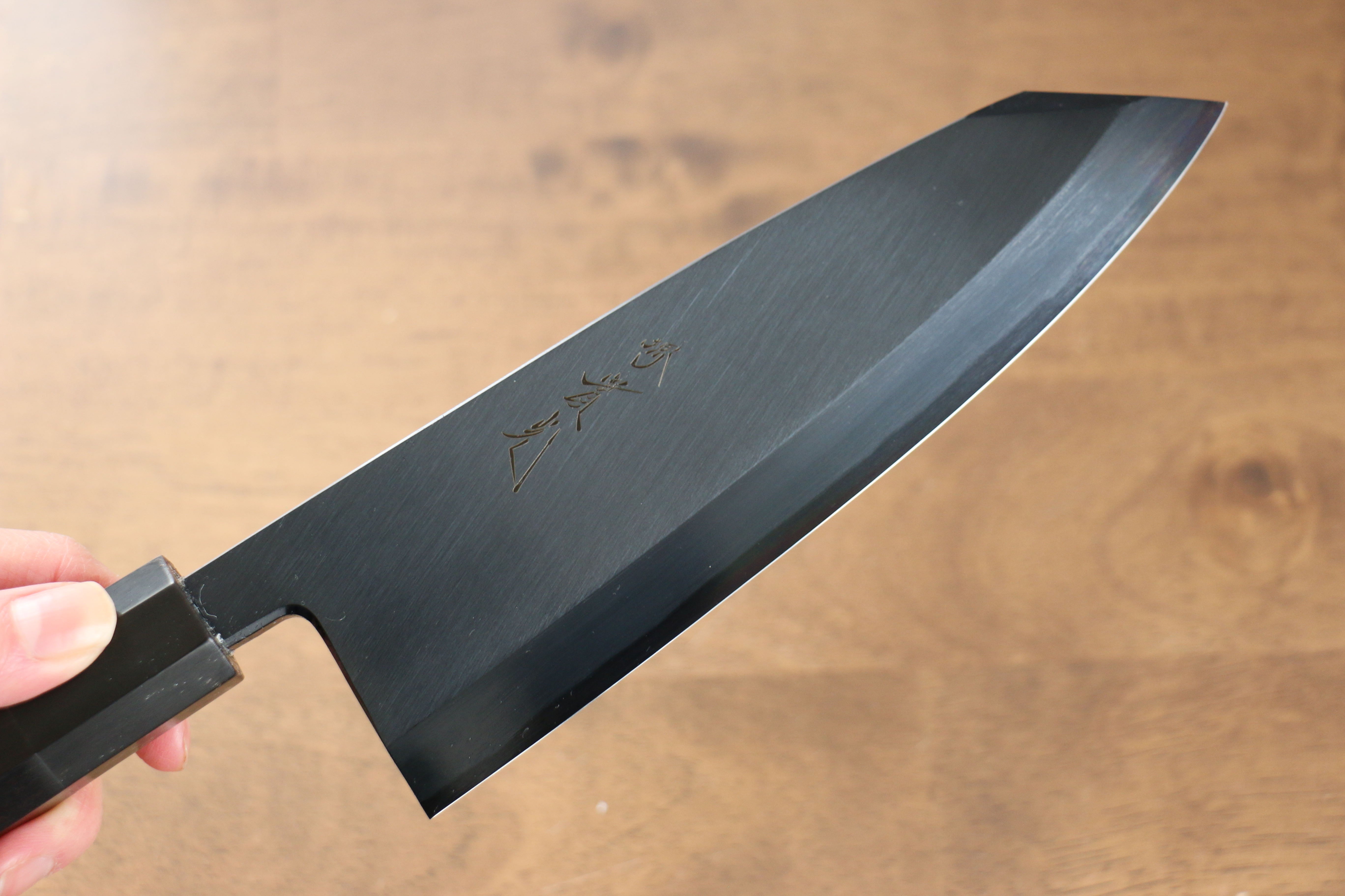 Jikko Ginza White Steel Black dyeing Kiritsuke Deba  180mm Ebony Wood Handle - Japanny - Best Japanese Knife