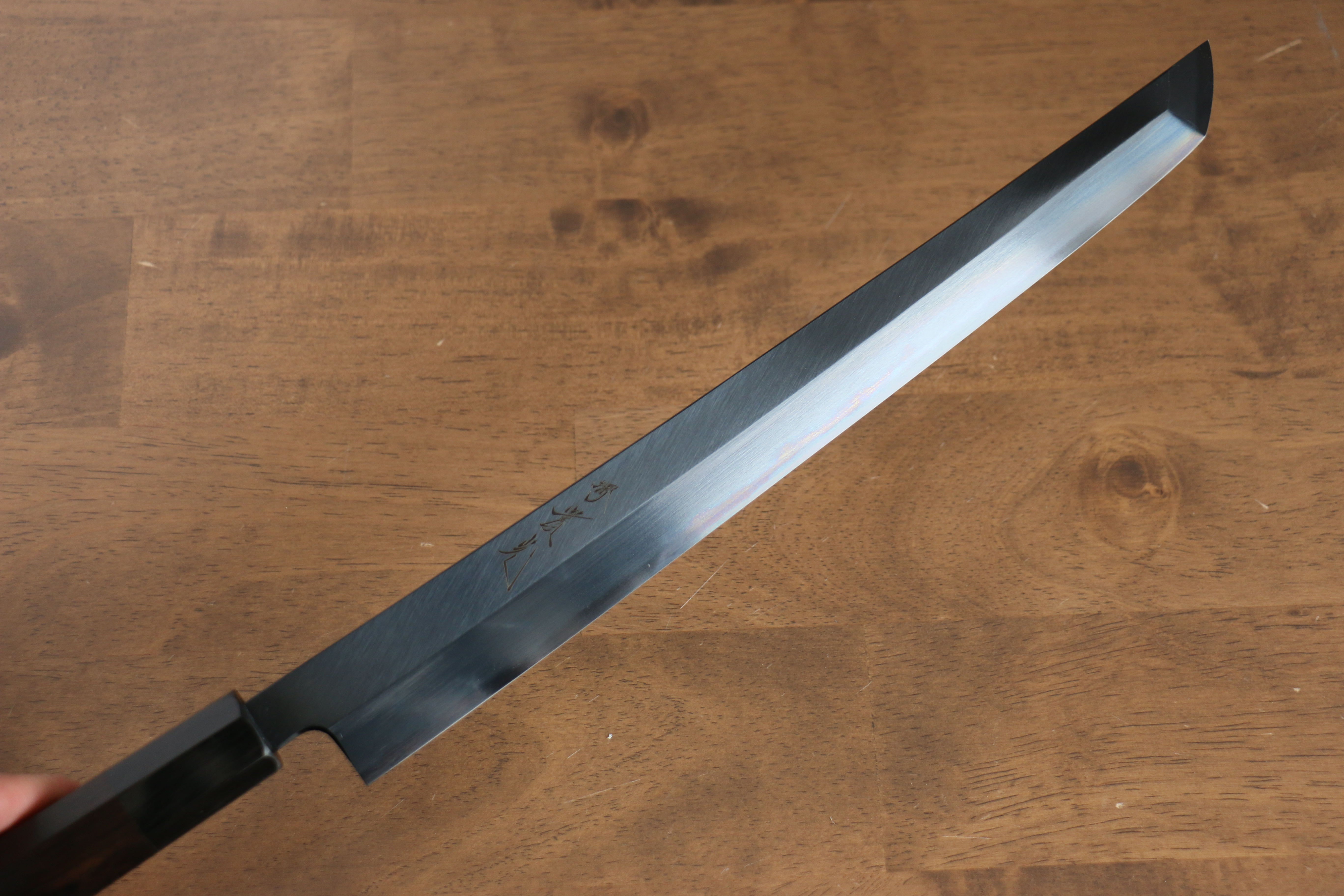 Jikko Ginza White Steel Black dyeing Sakimaru Yanagiba  300mm Ebony Wood Handle - Japanny - Best Japanese Knife