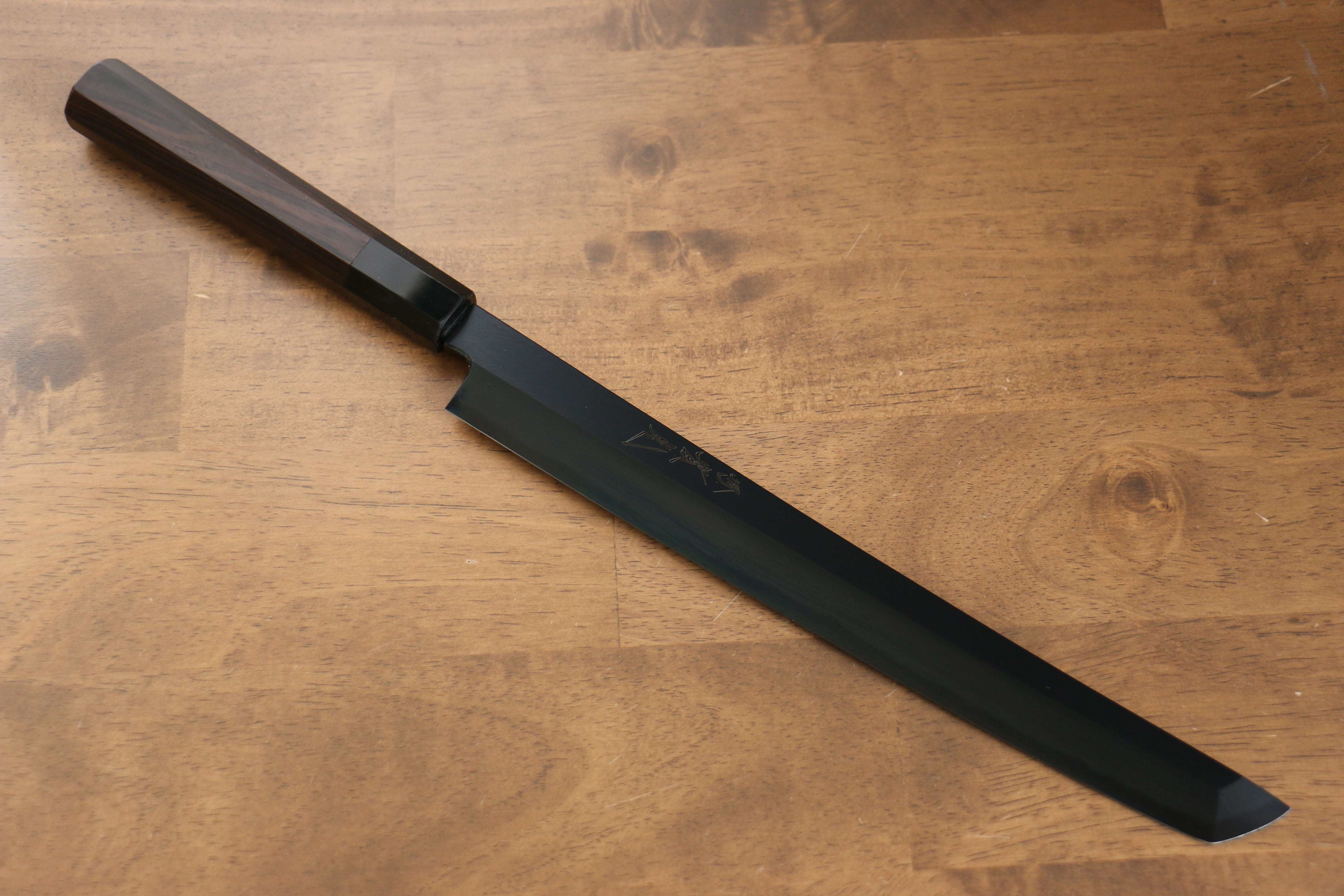 Jikko Ginza White Steel Black dyeing Sakimaru Yanagiba  270mm Ebony Wood Handle - Japanny - Best Japanese Knife