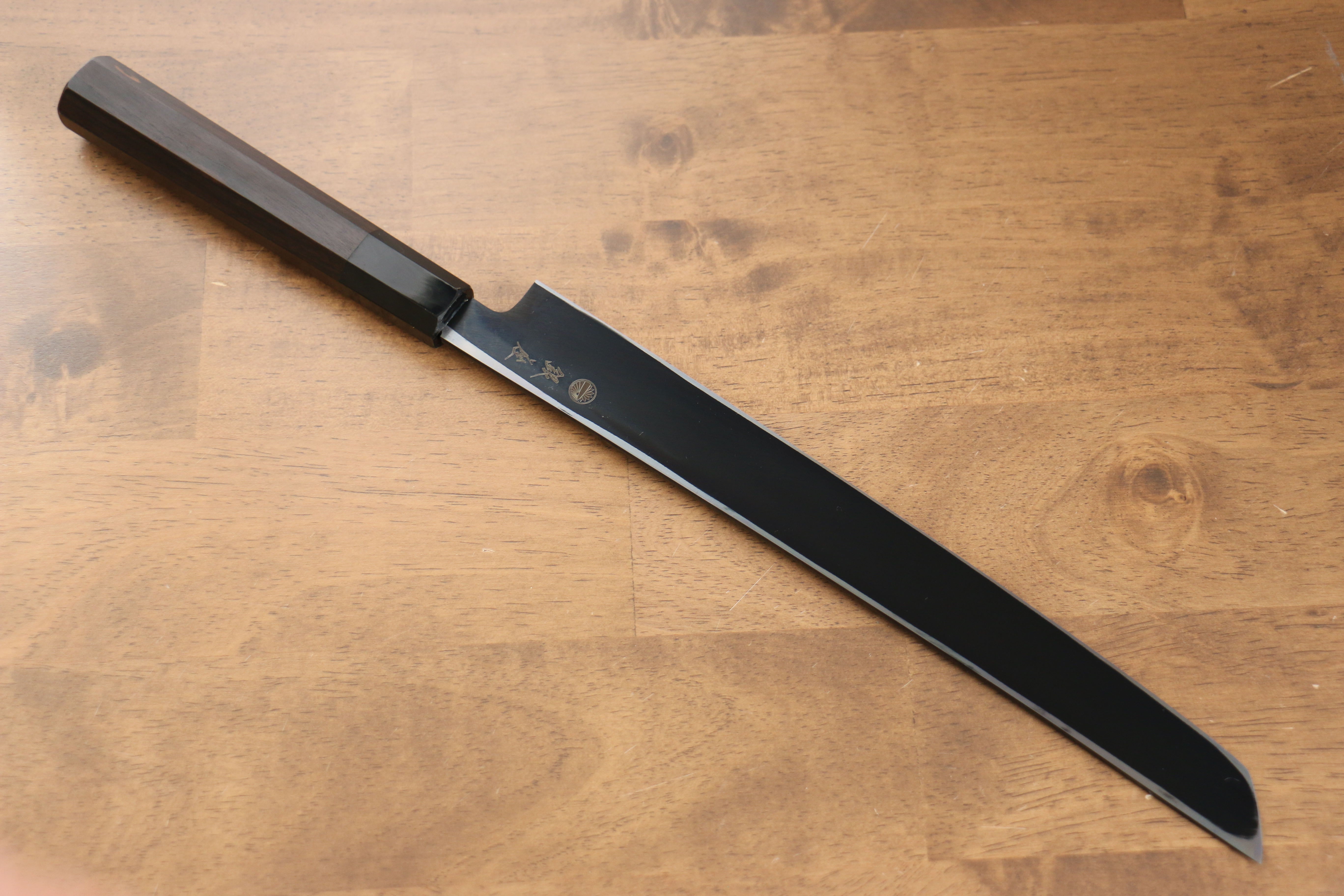 Jikko Ginza White Steel Black dyeing Sakimaru Yanagiba  270mm Ebony Wood Handle - Japanny - Best Japanese Knife