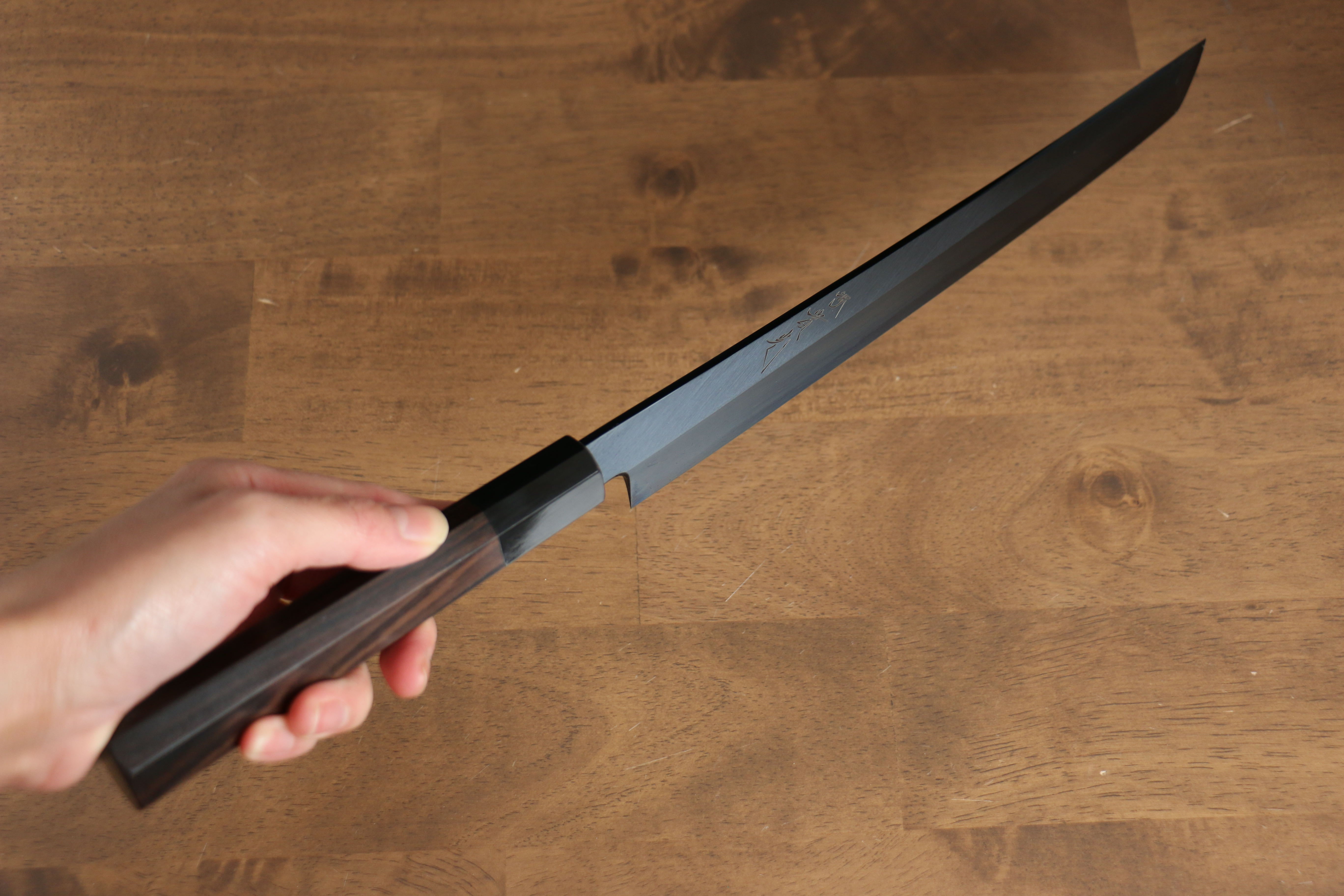 Jikko Ginza White Steel Black dyeing Sakimaru Yanagiba  270mm Ebony Wood Handle - Japanny - Best Japanese Knife