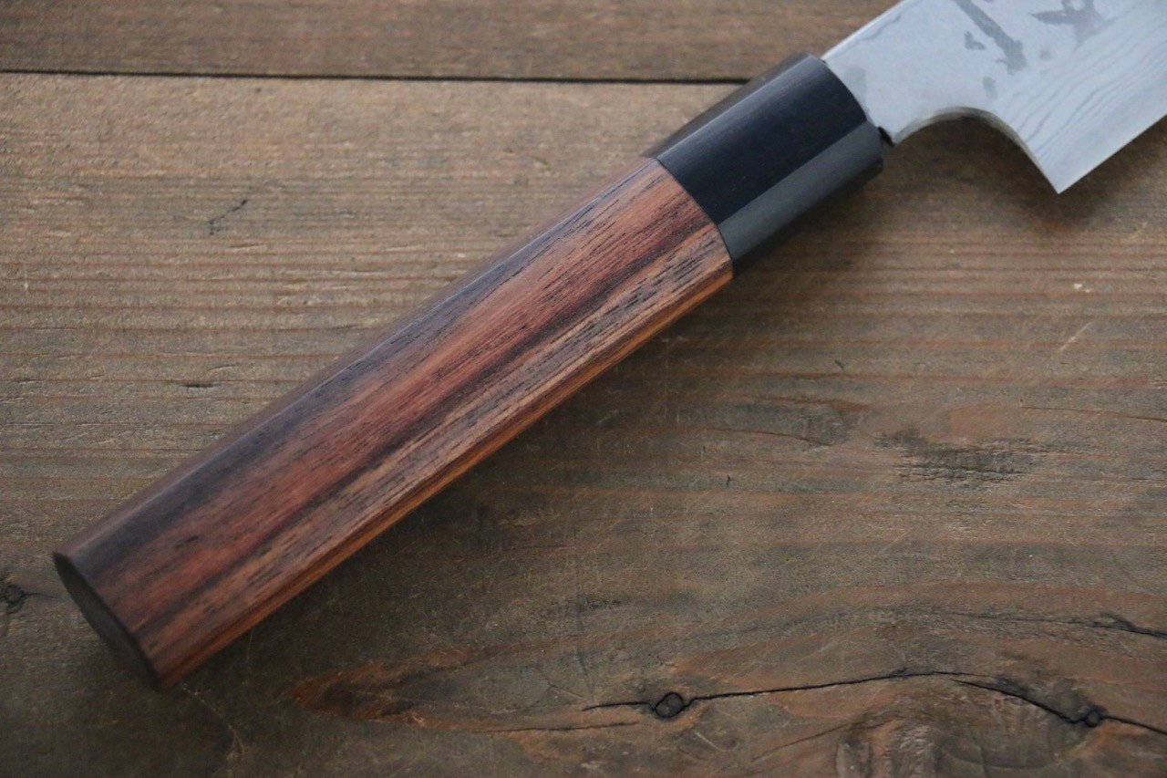Hideo Kitaoka Blue Steel No.2 Damascus Kiritsuke Yanagiba 240mm Shitan Handle - Japanny - Best Japanese Knife