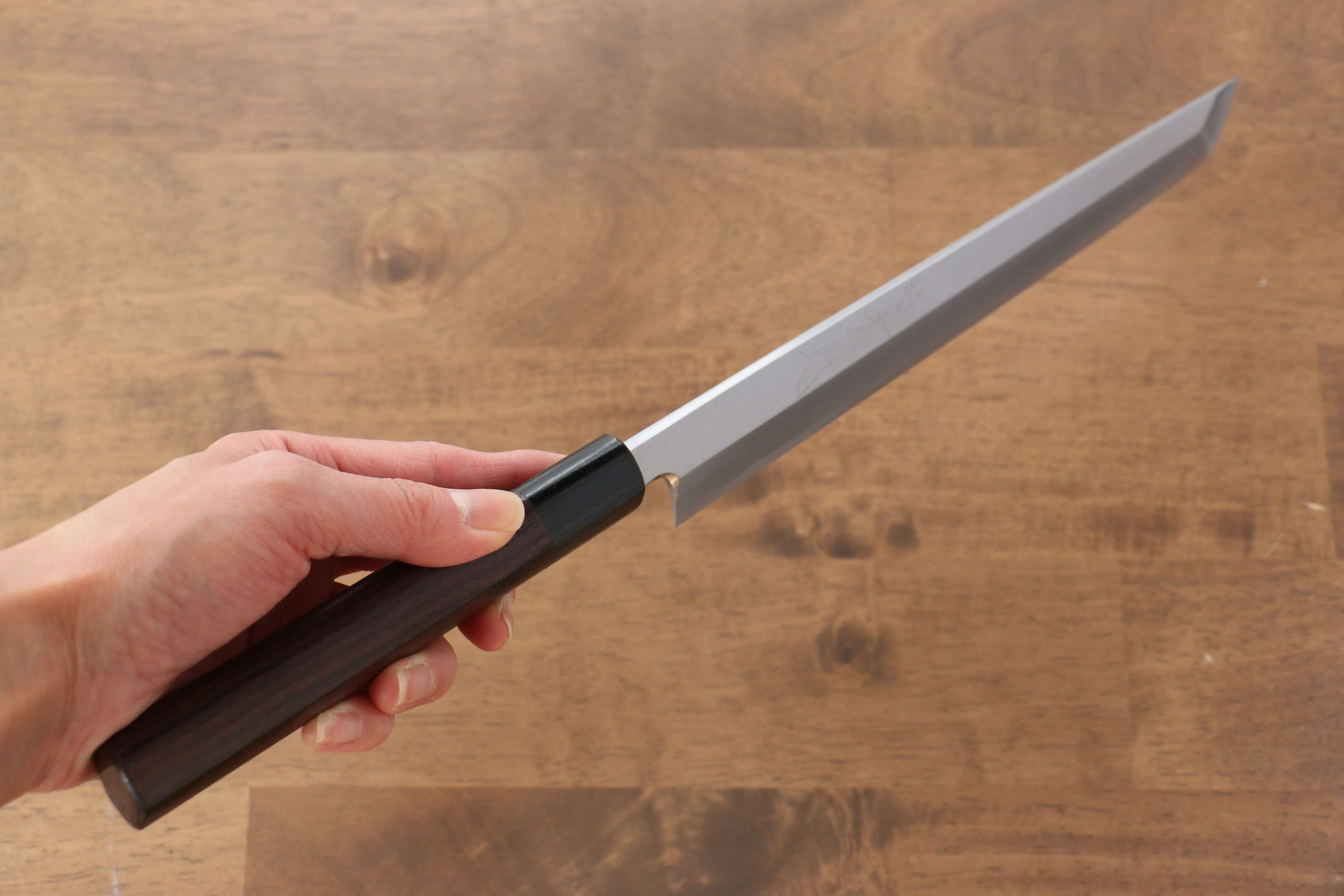 Jikko White Steel No.2 Sakimaru Yanagiba  240mm Shitan Handle - Japanny - Best Japanese Knife