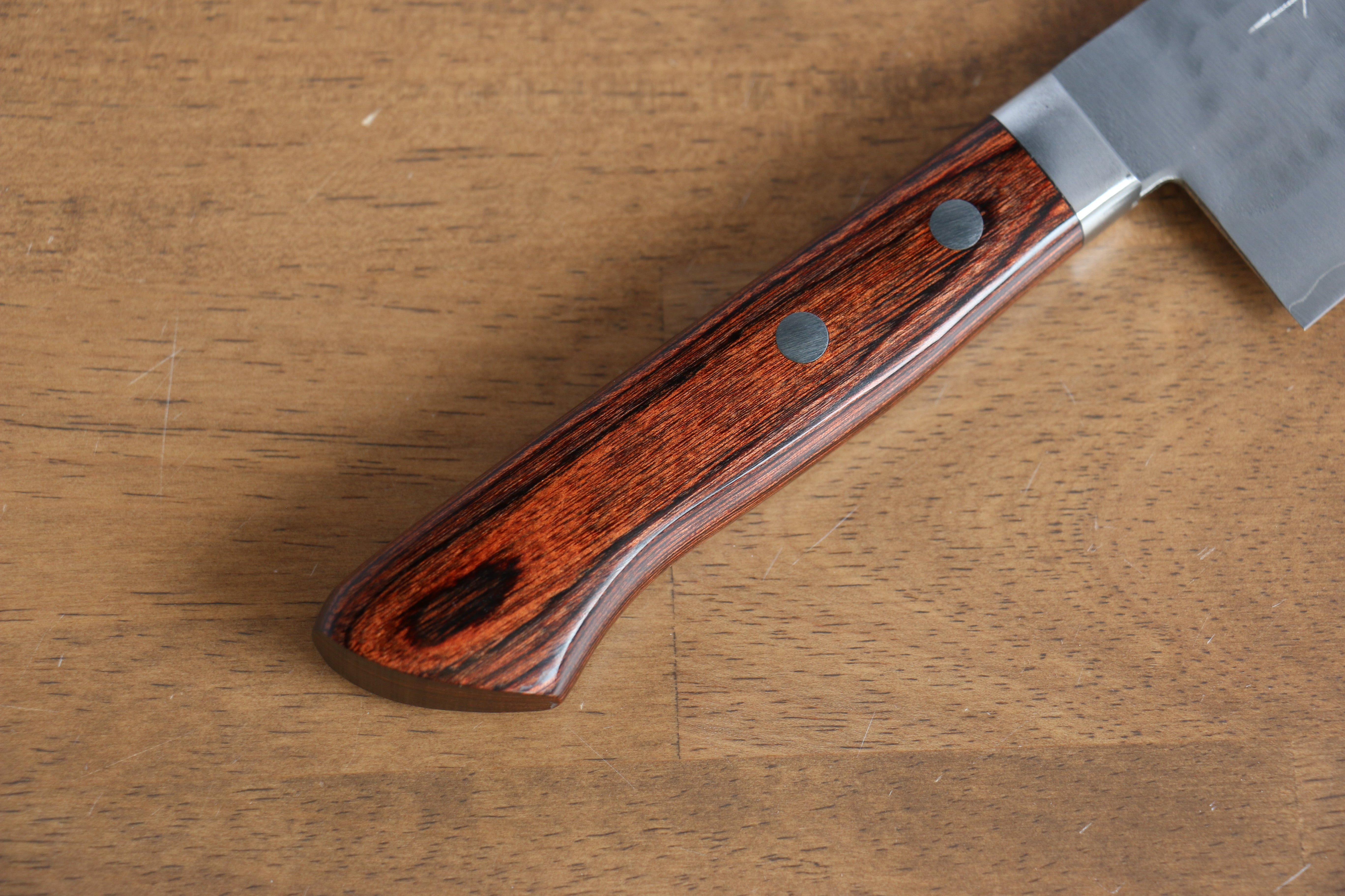 Kunihira Tanzo VG1 Hammered Gyuto 180mm Mahogany Handle - Japanny - Best Japanese Knife