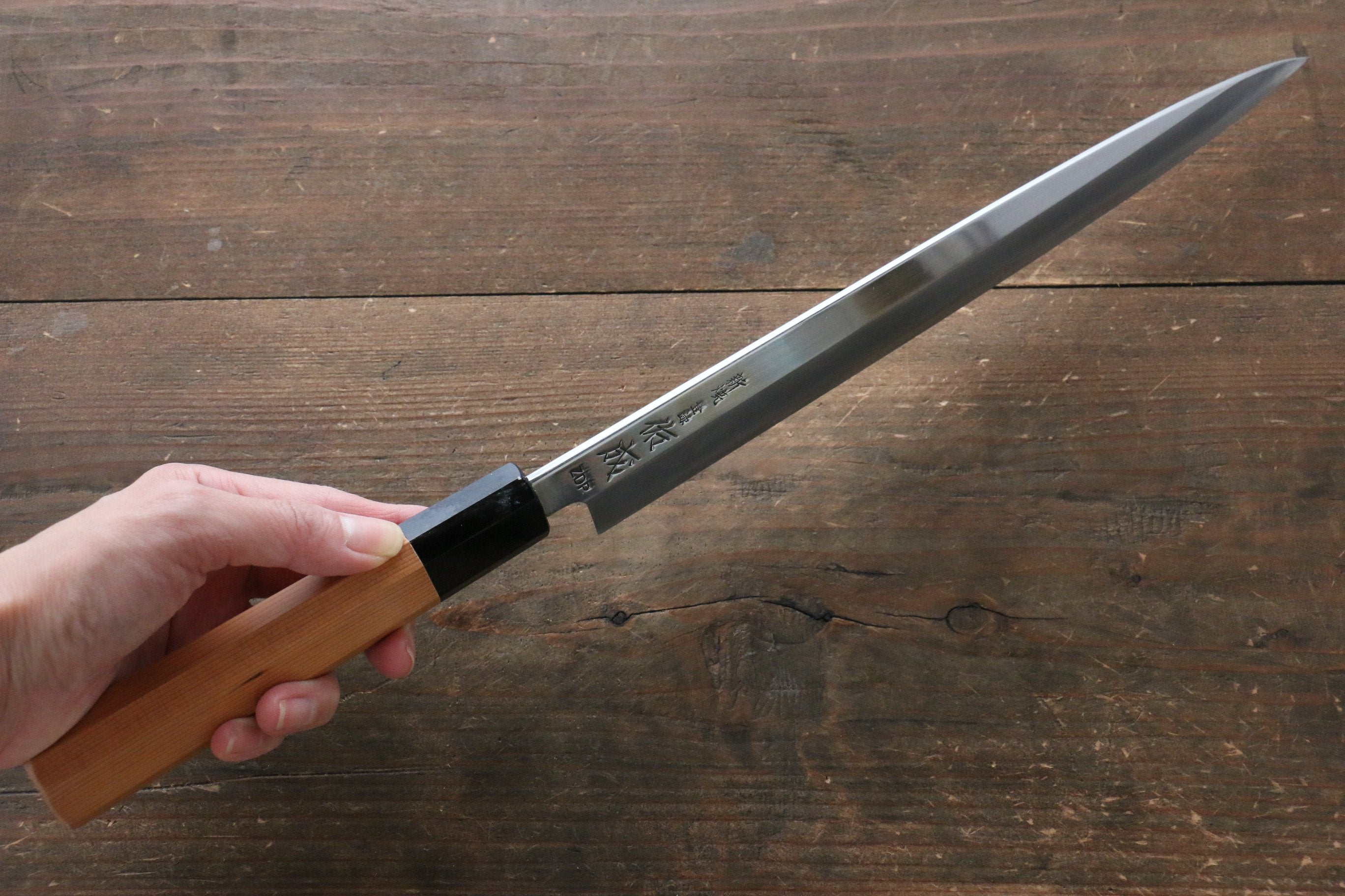 Sukenari ZDP4 Mirrored Finish Yanagiba Yew Tree Handle - Japanny - Best Japanese Knife