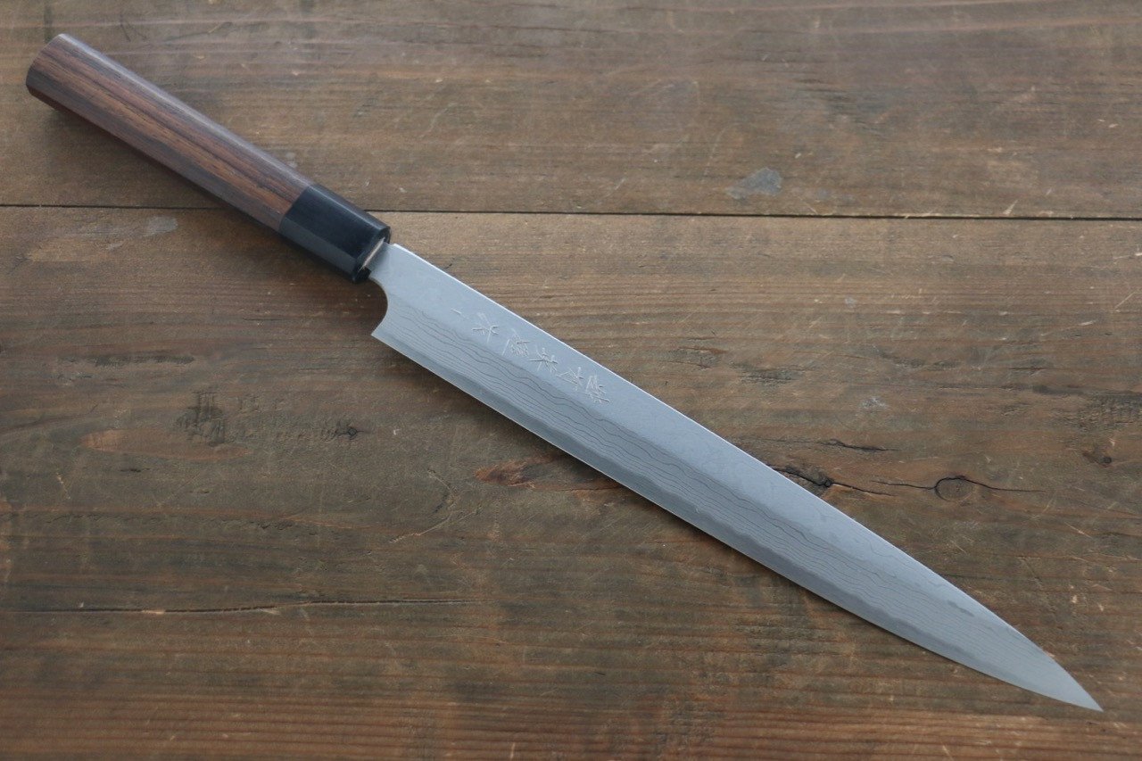 Hideo Kitaoka White Steel No.2 Damascus Yanagiba 270mm Shitan Handle - Japanny - Best Japanese Knife