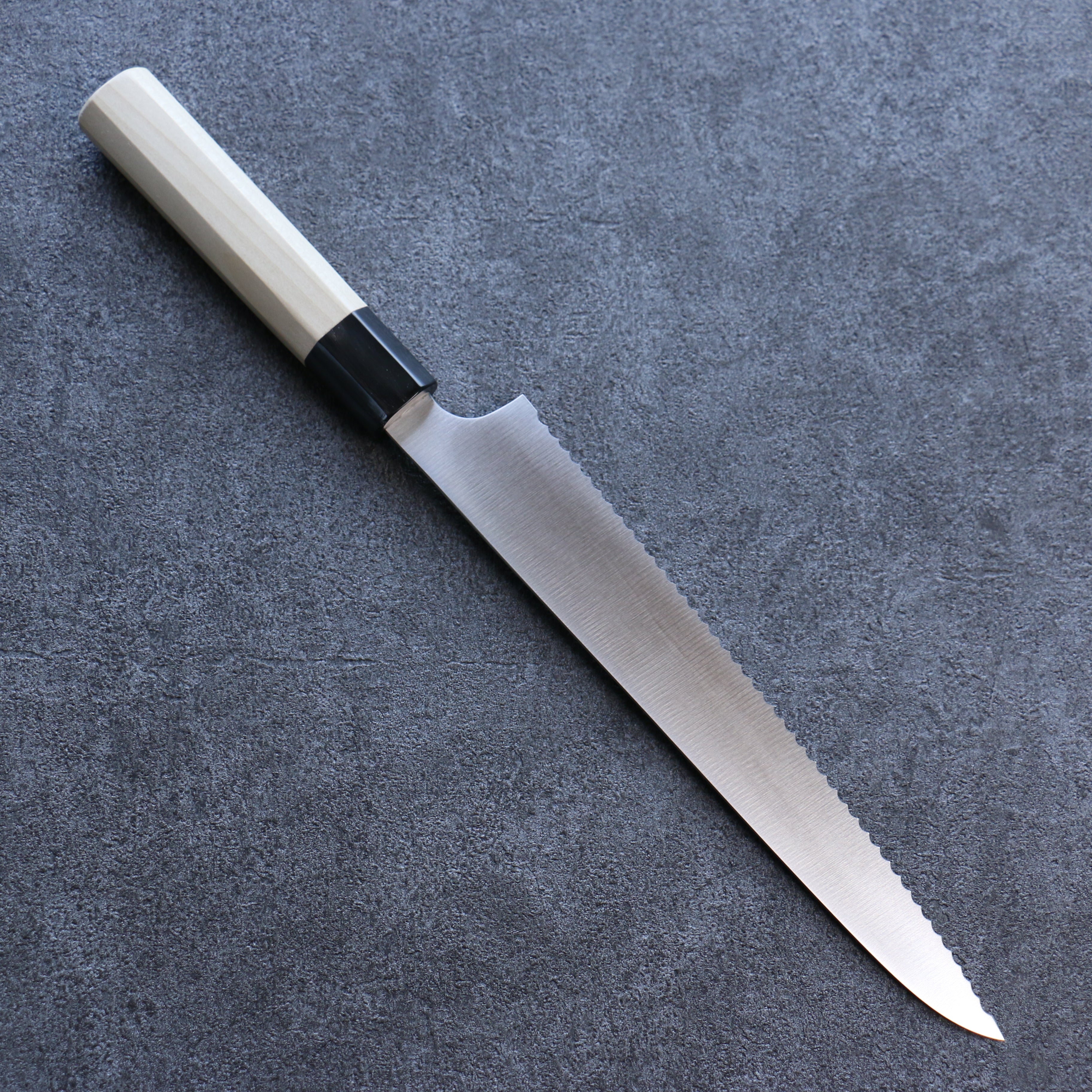 Seisuke Stainless Steel Bread Slicer 240mm Magnolia Handle - Japanny - Best Japanese Knife