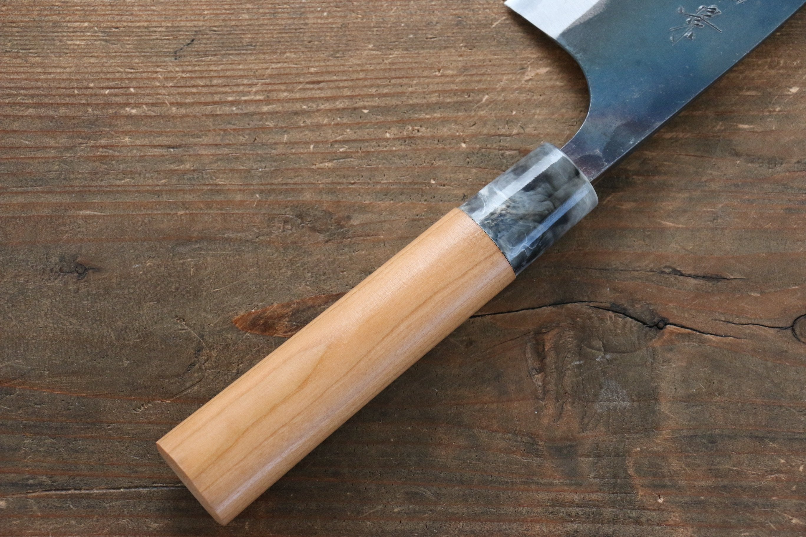Masakage Masakage Mizu Blue Steel No.2 Black Finished Kamagata 115mm with American Cherry Handle - Japanny - Best Japanese Knife