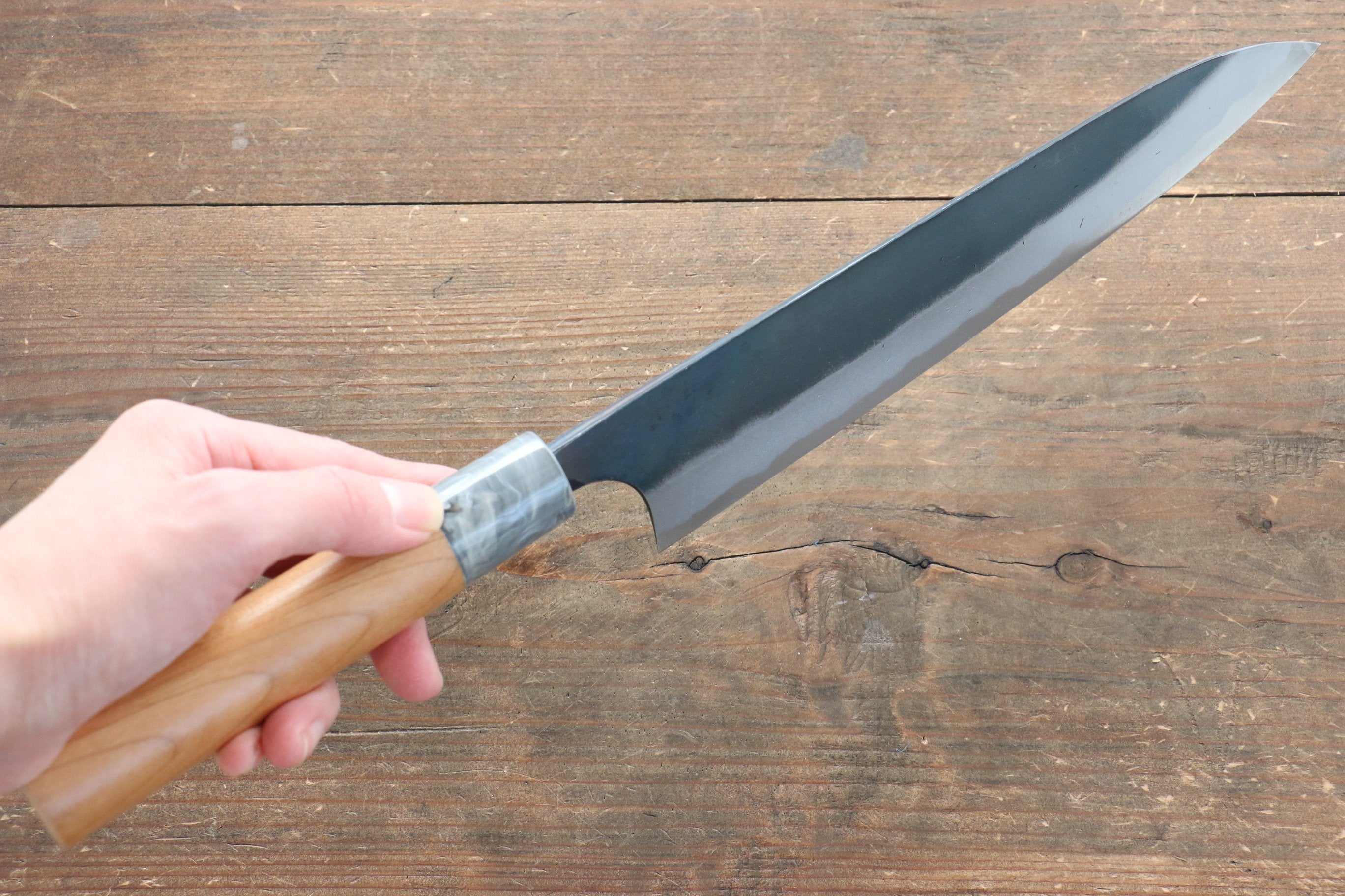 Masakage Masakage Mizu Blue Steel No.2 Black Finished Gyuto 210mm with American Cherry Handle - Japanny - Best Japanese Knife