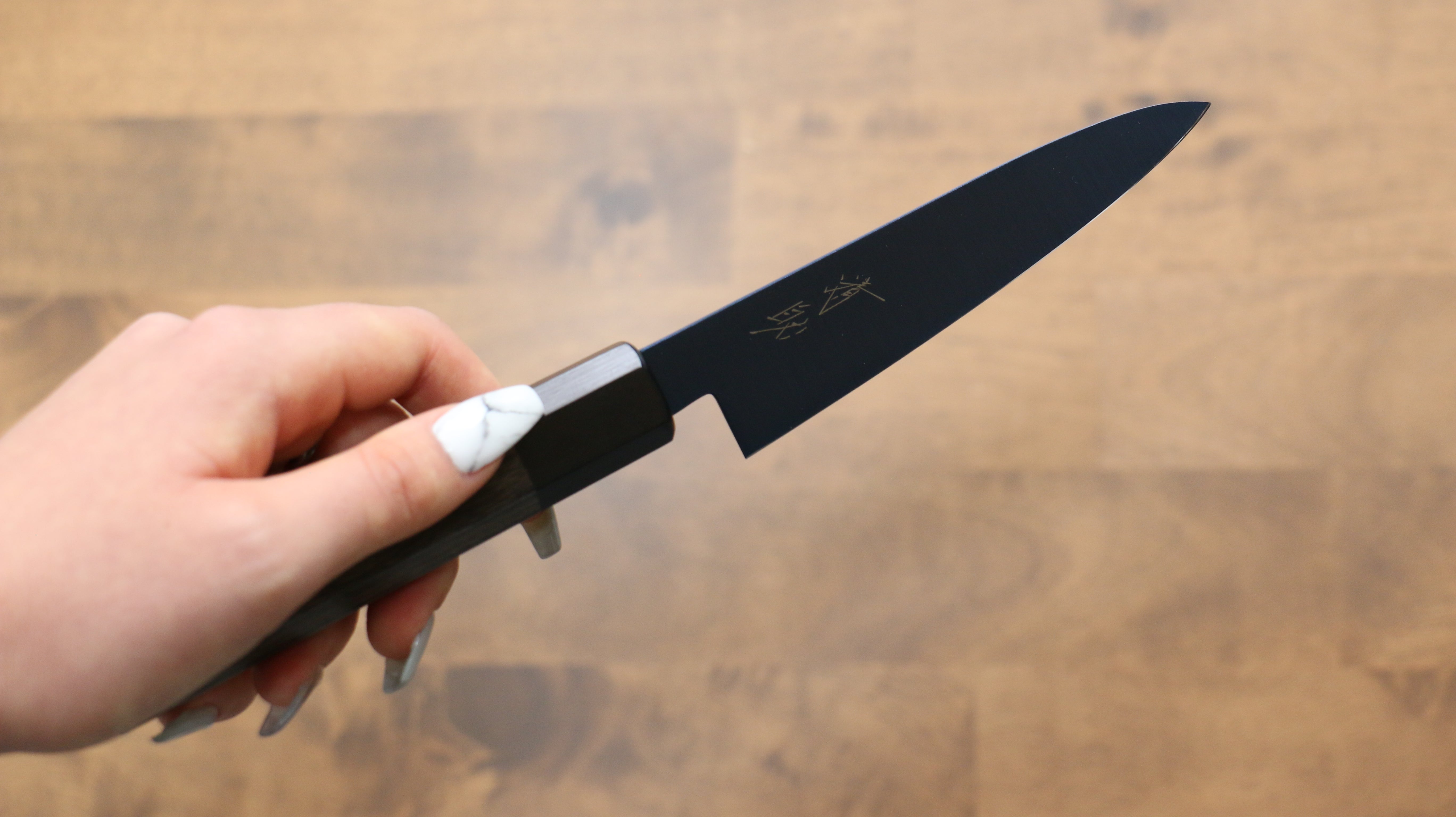 Seisuke SK-85 Ion plating Migaki Finished Petty-Utility 120mm Gray Pakka wood Handle - Japanny - Best Japanese Knife