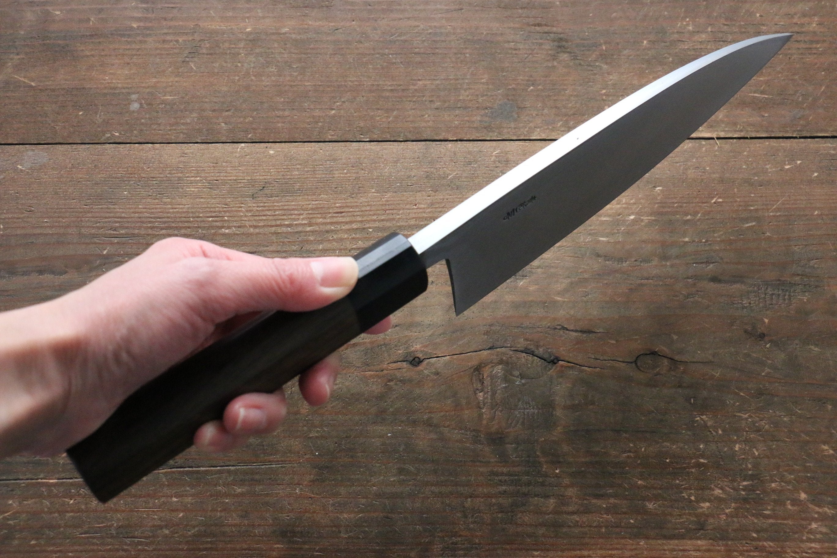 Hideo Kitaoka [Left Handed] Blue Steel No.2 Damascus Deba 180mm Shitan Handle - Japanny - Best Japanese Knife