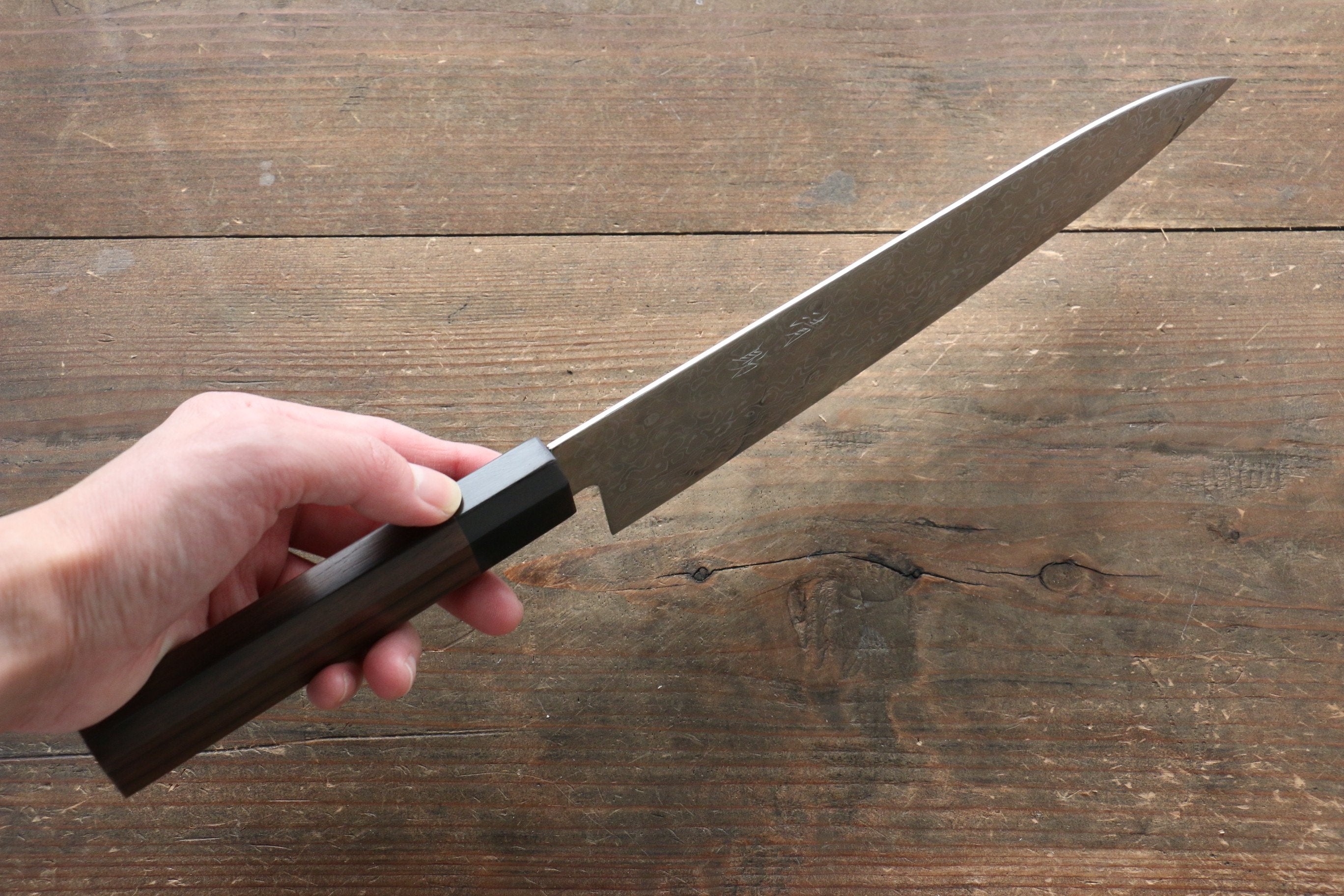 Seisuke AUS10 Damascus Gyuto 210mm Shitan Handle - Japanny - Best Japanese Knife