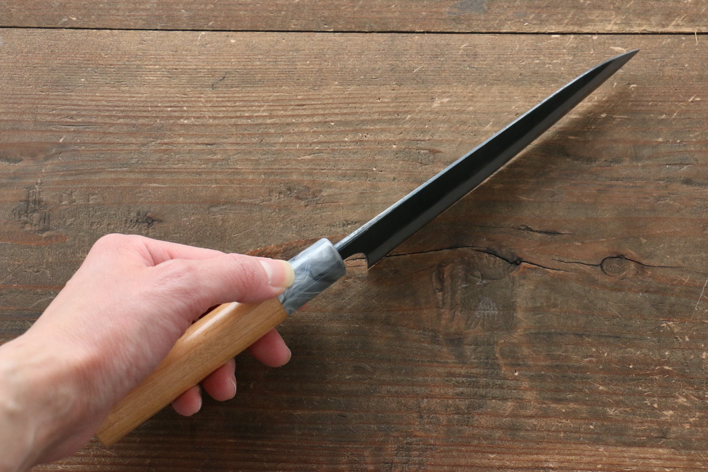 Masakage Mizu Blue Steel No.2 Black Finished Petty-Utility 150mm American Cherry Handle - Japanny - Best Japanese Knife