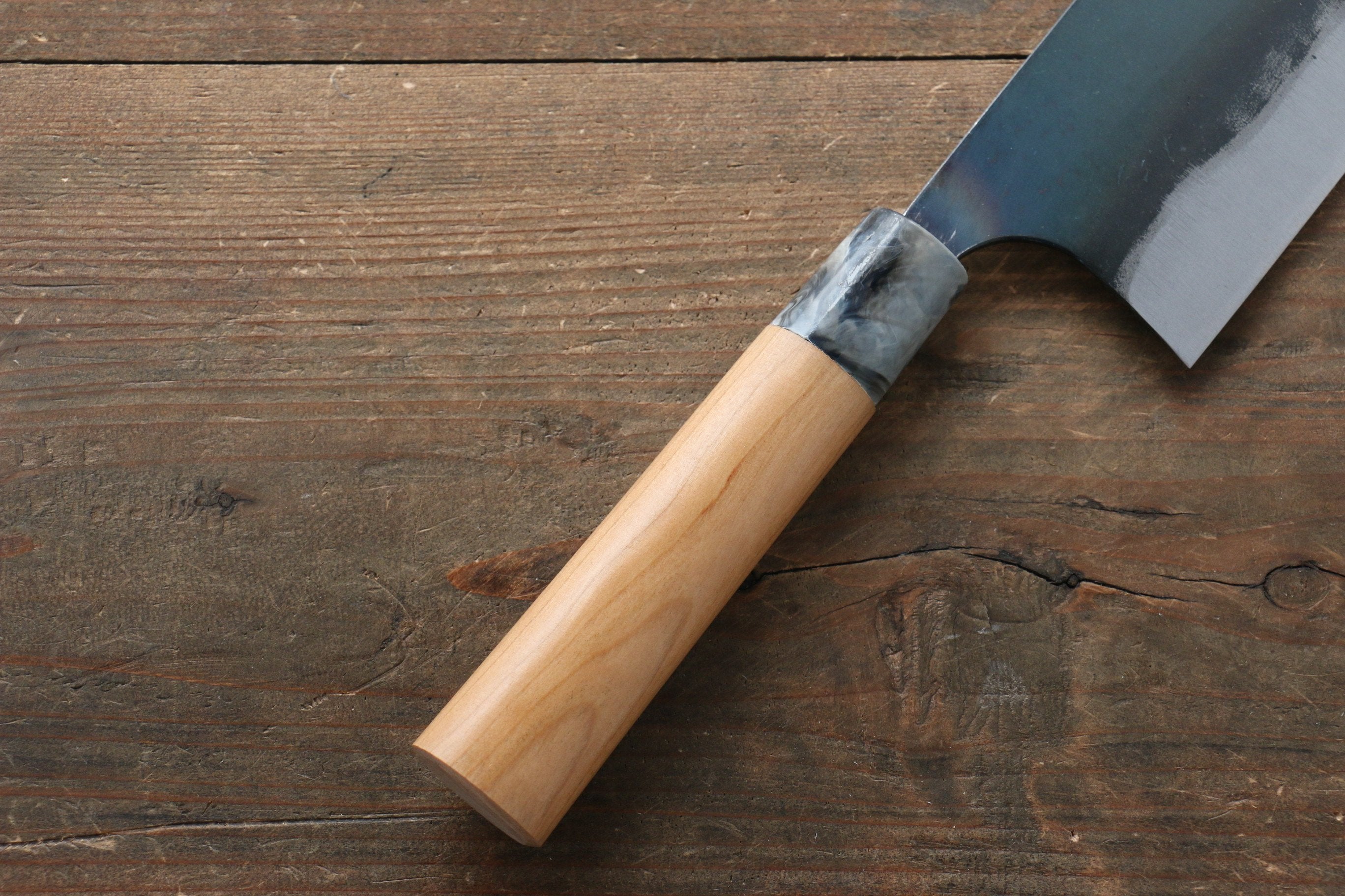 Masakage Masakage Mizu Blue Steel No.2 Black Finished Nakiri 170mm with American Cherry Handle - Japanny - Best Japanese Knife