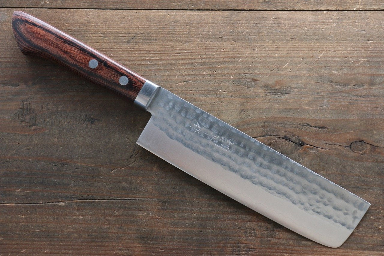 Kunihira Tanzo VG1 Hammered Usuba 165mm Mahogany Handle - Japanny - Best Japanese Knife
