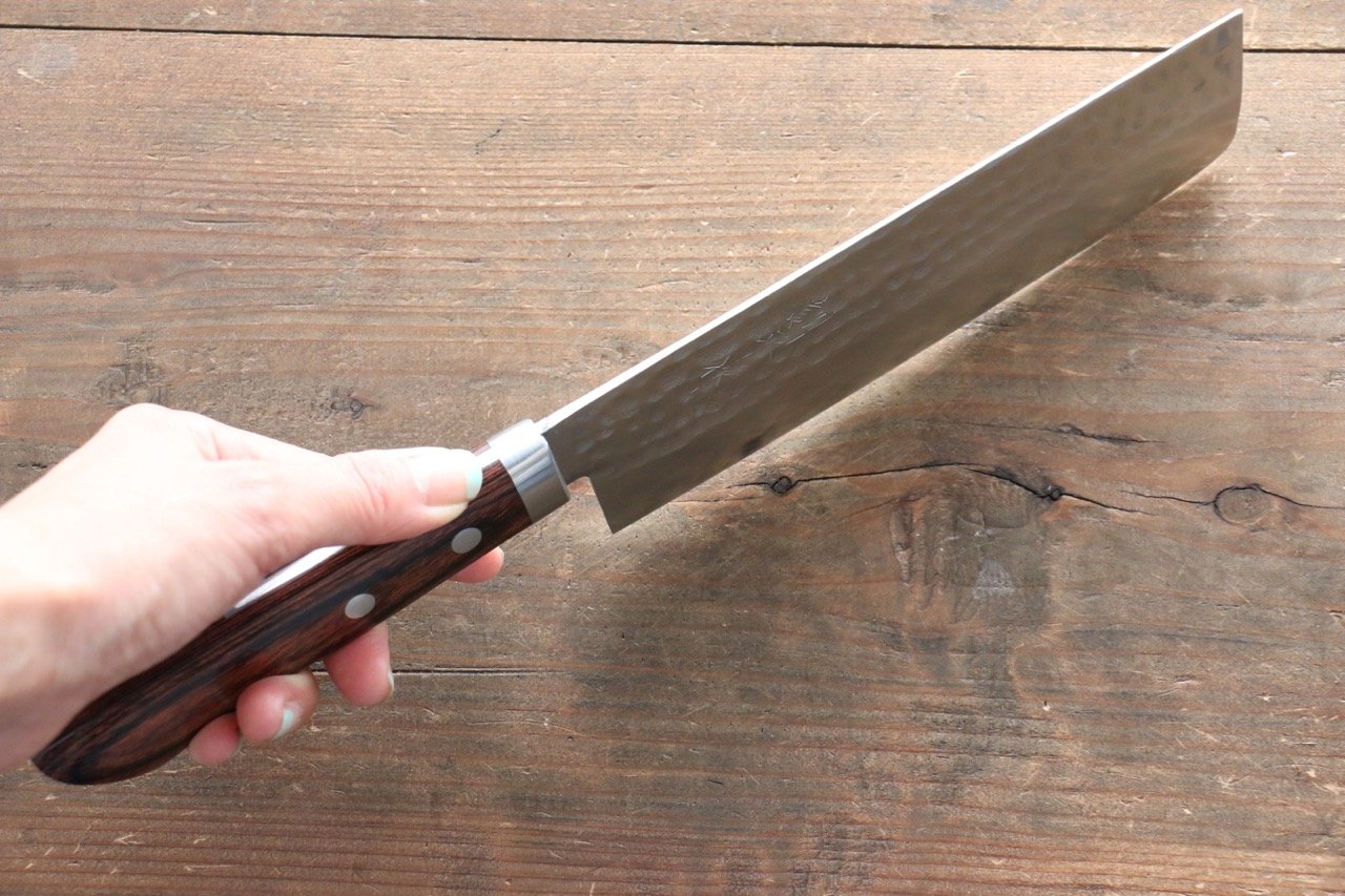 Kunihira Tanzo VG1 Hammered Usuba 165mm Mahogany Handle - Japanny - Best Japanese Knife