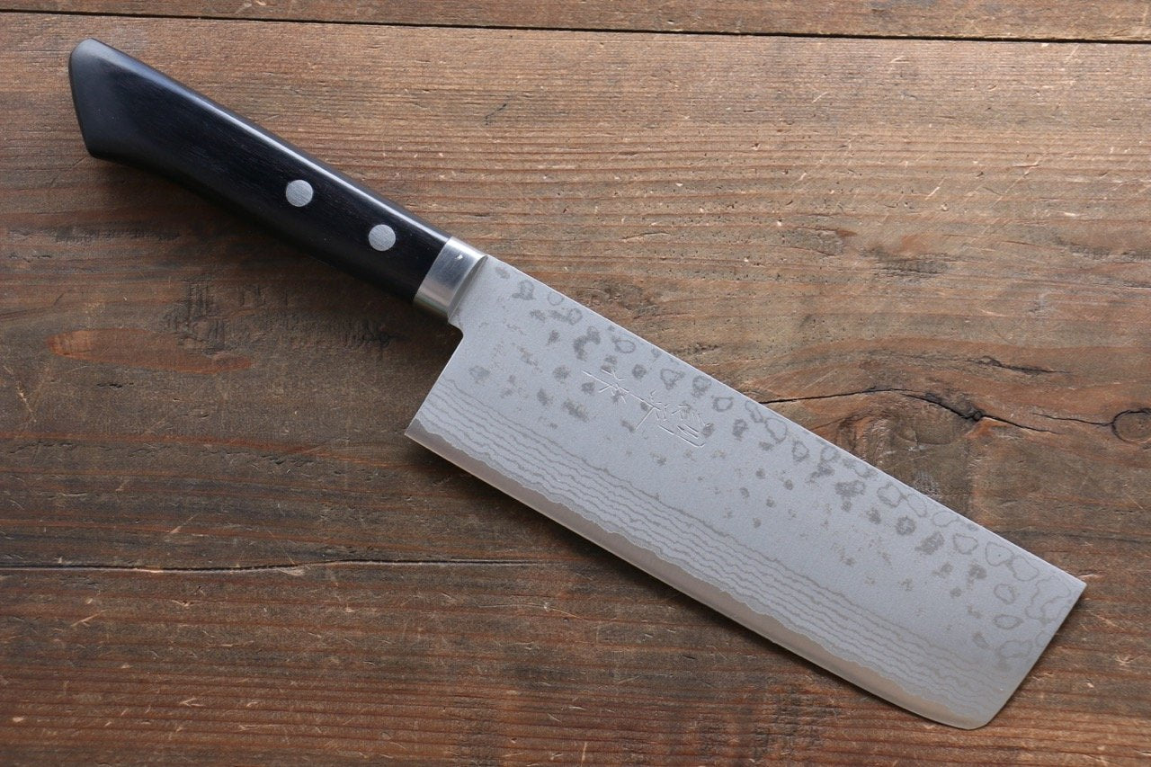 Kunihira Sairyu VG10 Damascus Nakiri 165mm Pakka wood Handle - Japanny - Best Japanese Knife