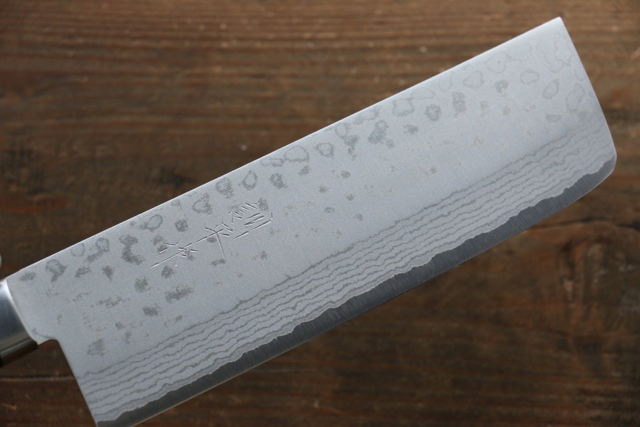 Kunihira Sairyu VG10 Damascus Nakiri 165mm Pakka wood Handle - Japanny - Best Japanese Knife