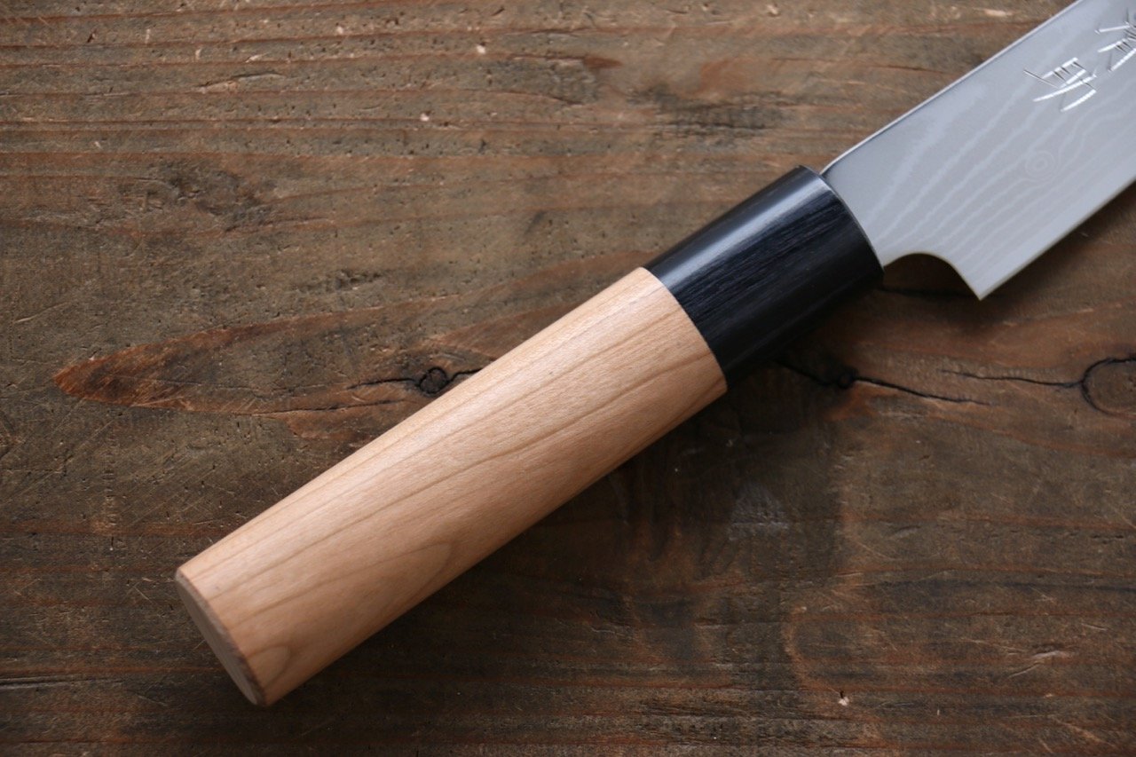 Seisuke VG10 37 Layer Damascus Petty-Utility 130mm Cherry Tree Handle - Japanny - Best Japanese Knife