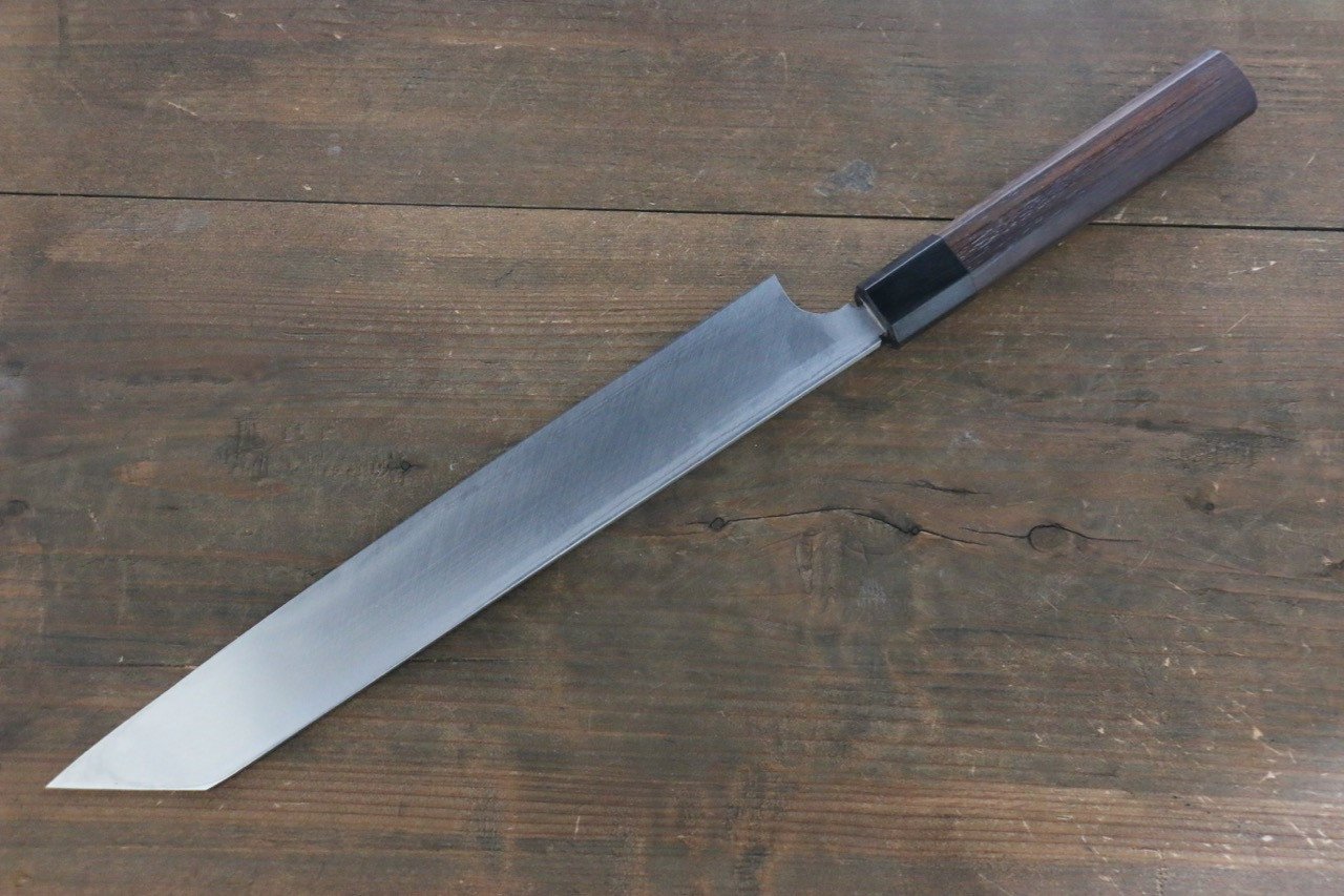 Hideo Kitaoka [Left Handed] White Steel No.2 Damascus Kiritsuke Yanagiba 270mm Shitan Handle - Japanny - Best Japanese Knife