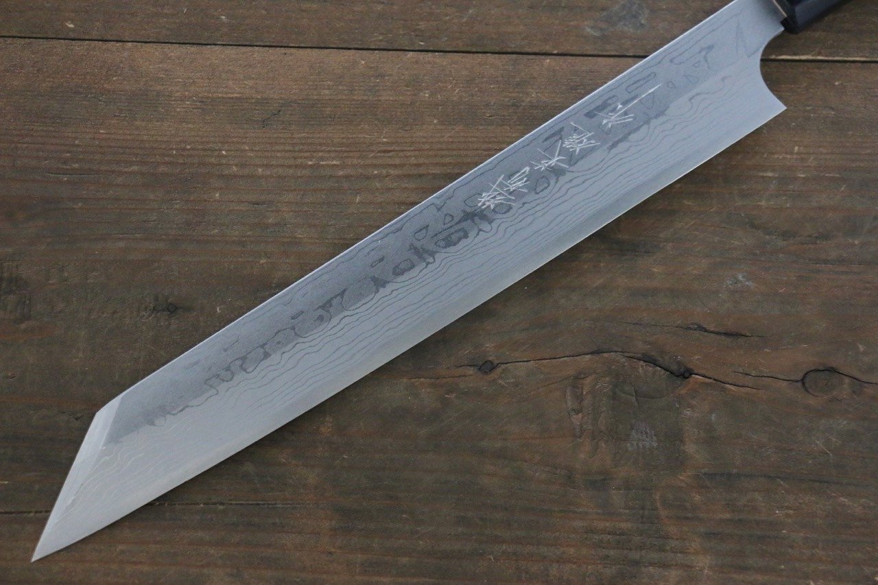 Hideo Kitaoka [Left Handed] White Steel No.2 Damascus Kiritsuke Yanagiba 270mm Shitan Handle - Japanny - Best Japanese Knife