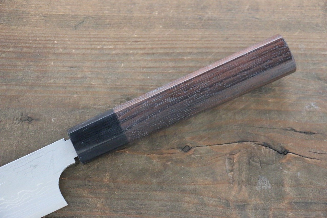 Hideo Kitaoka [Left Handed] White Steel No.2 Damascus Kiritsuke Yanagiba 270mm Shitan Handle - Japanny - Best Japanese Knife