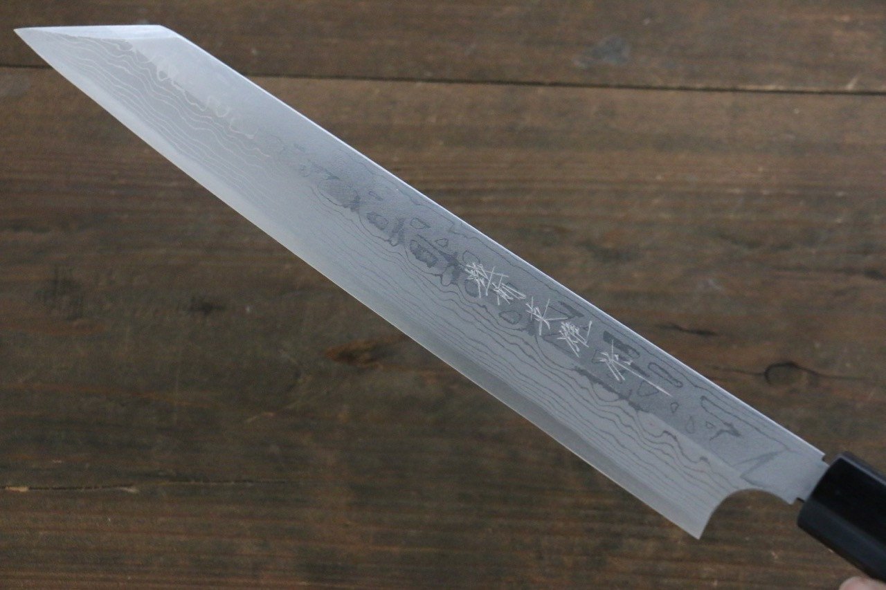 Hideo Kitaoka [Left Handed] White Steel No.2 Damascus Kiritsuke Yanagiba 270mm Shitan Handle - Japanny - Best Japanese Knife