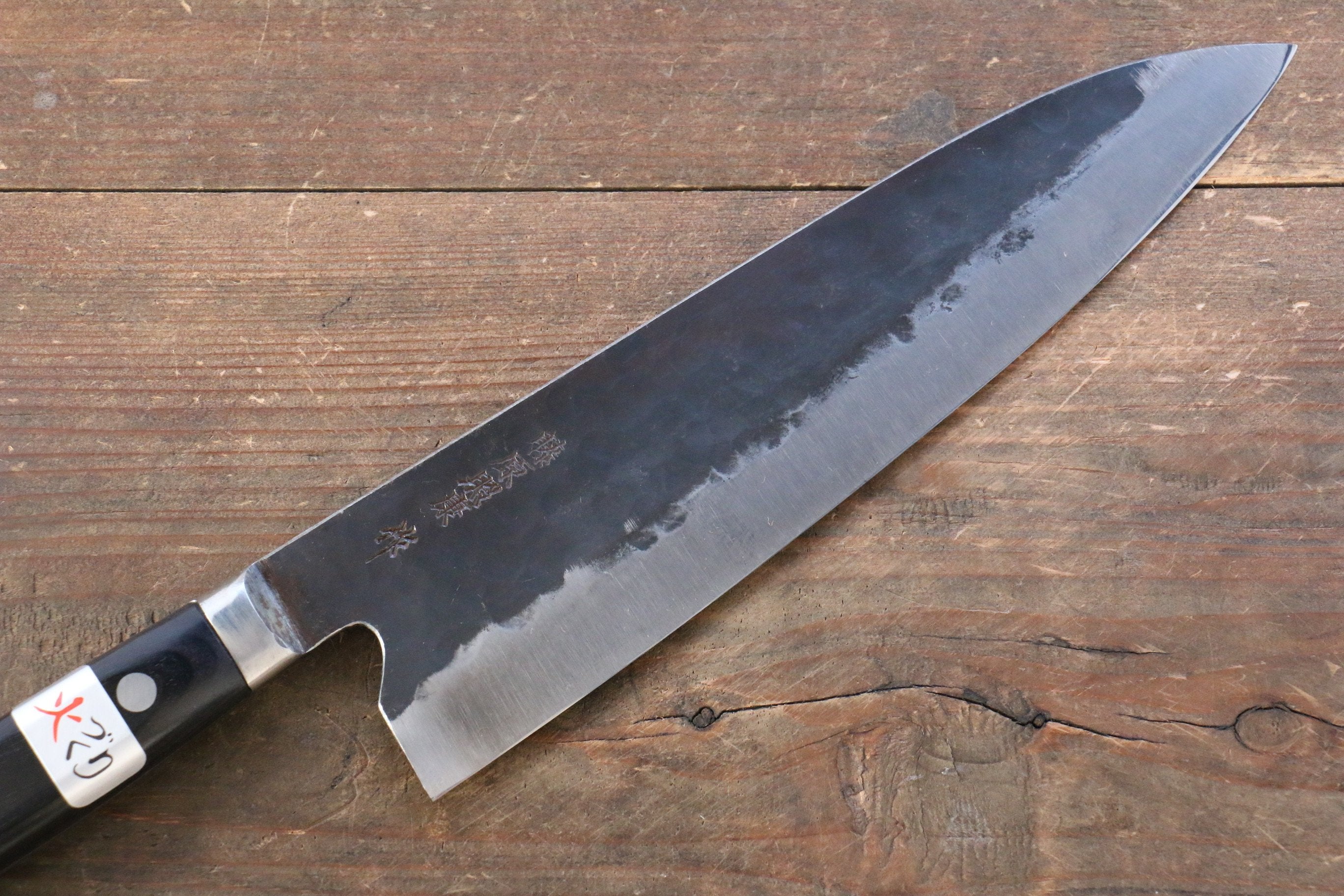 Fujiwara Teruyasu Fujiwara Teruyasu Denka Blue Super Black Finished Gyuto 210mm with Black Pakka wood Handle - Japanny - Best Japanese Knife